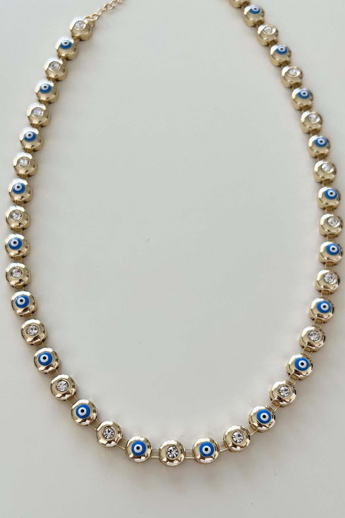 Özel Tasarım Zirkon Taşlı Göz Detaylı Kolye