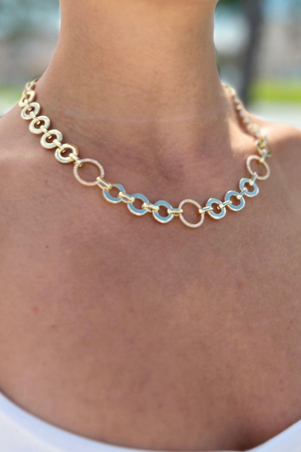 Vip Halka Detaylı Zirkon Taşlı Kolye