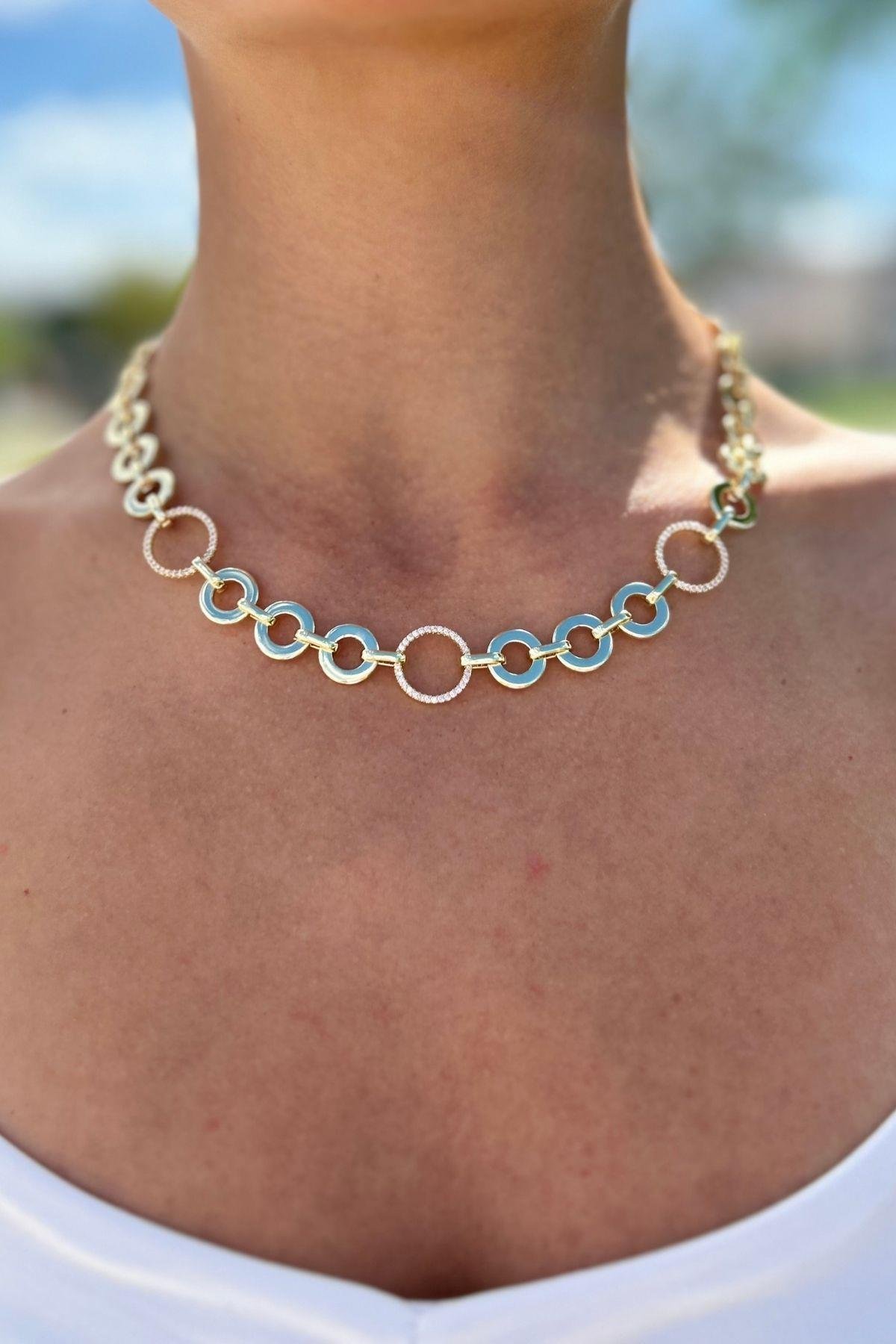 Vip Halka Detaylı Zirkon Taşlı Kolye