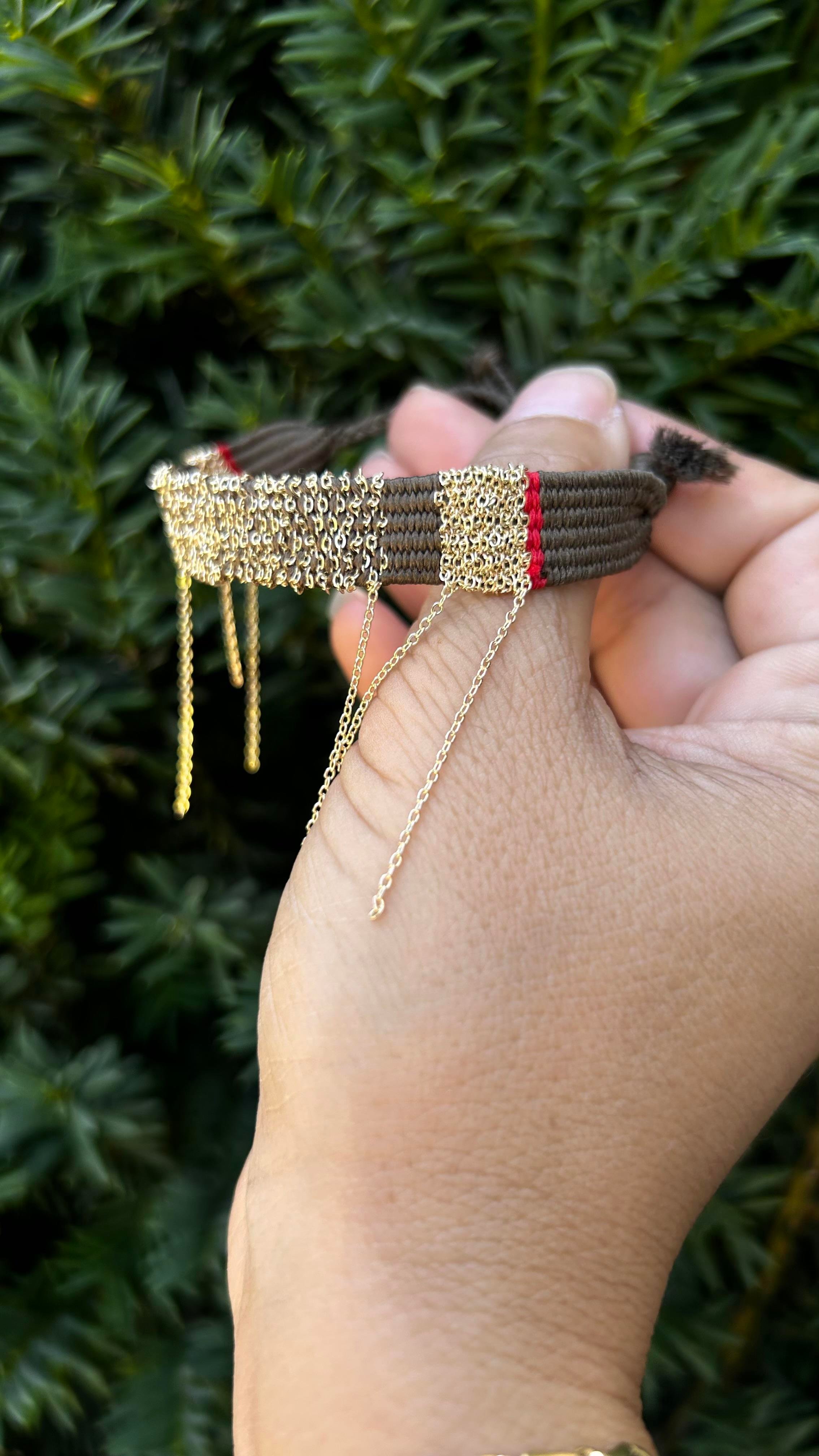 Yeniden Doğuş Handmade Dokuma Kahverengi Zincir Bileklik