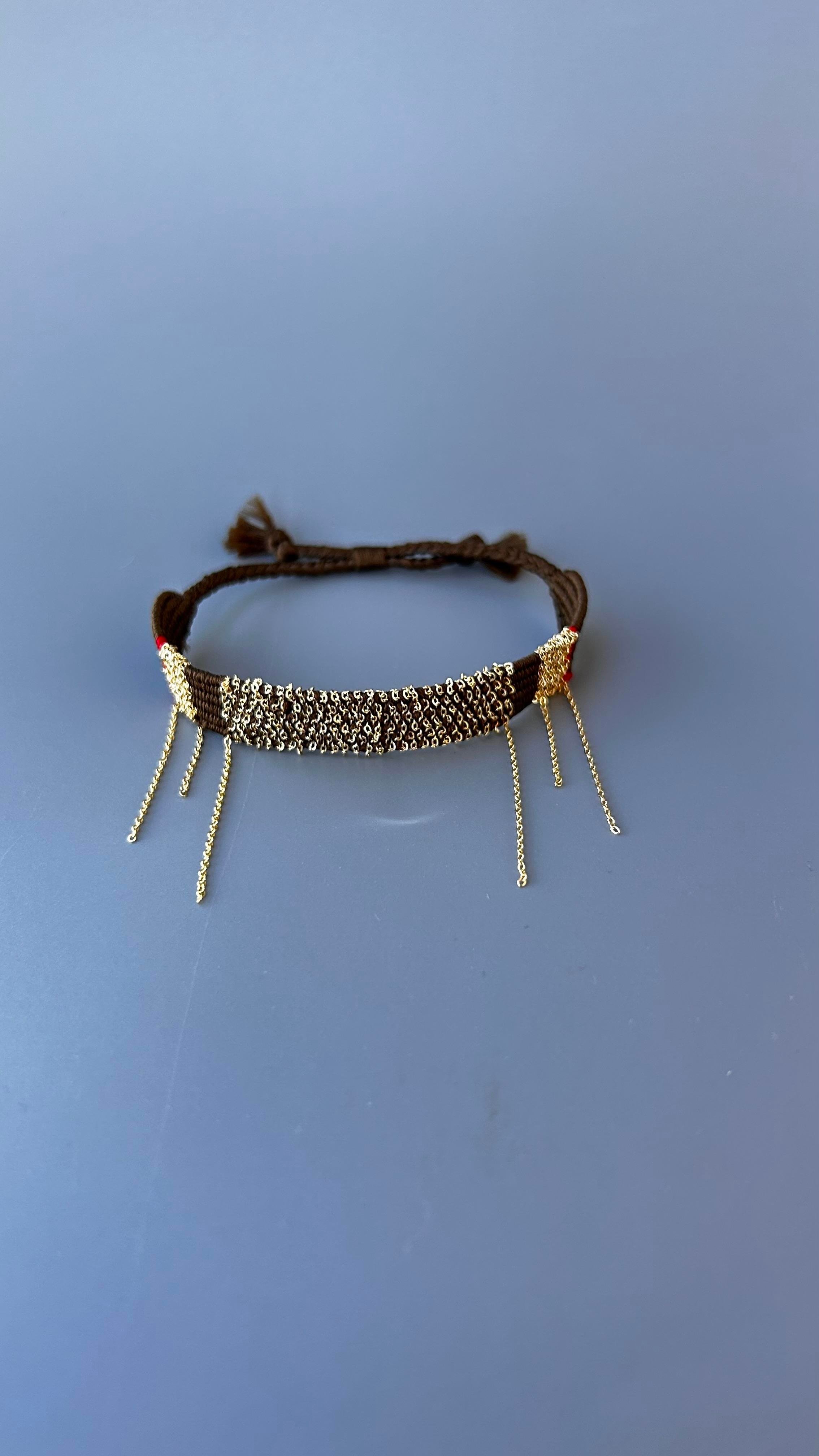 Yeniden Doğuş Handmade Dokuma Kahverengi Zincir Bileklik
