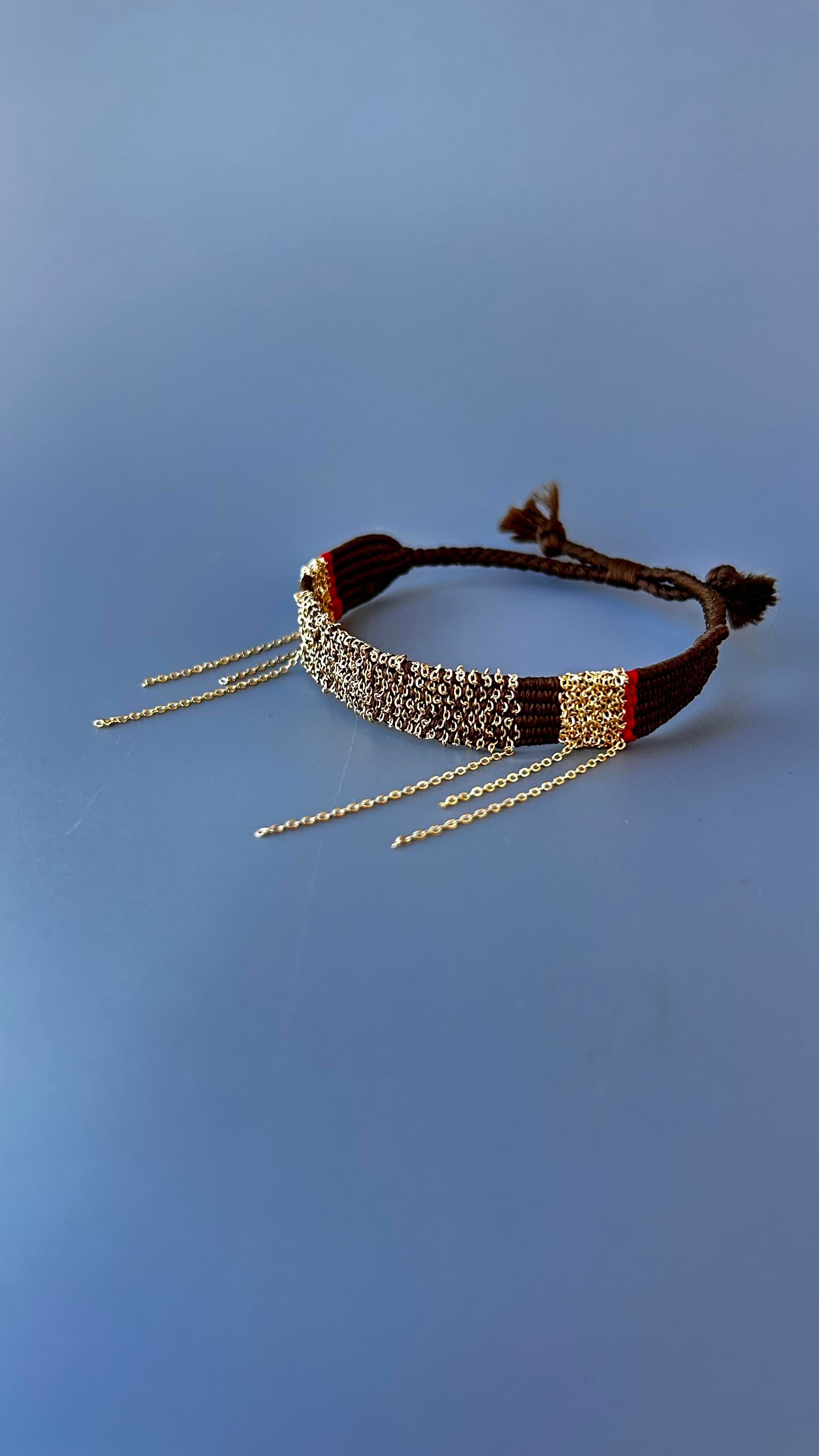 Yeniden Doğuş Handmade Dokuma Kahverengi Zincir Bileklik