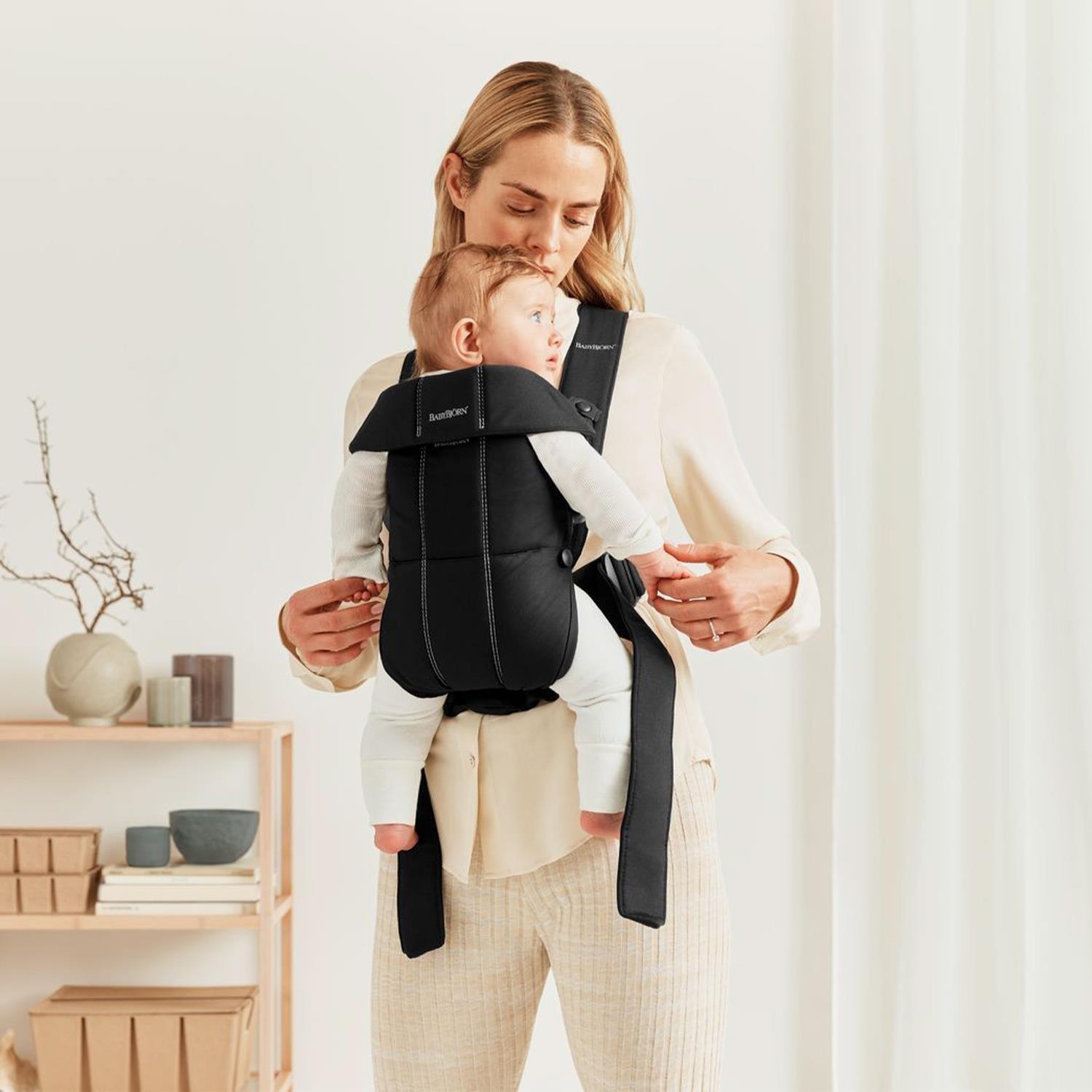 BabyBjörn 2'li Set Black&White Oyuncaklı Bliss Ana Kucağı & Kanguru Mini Woven Black