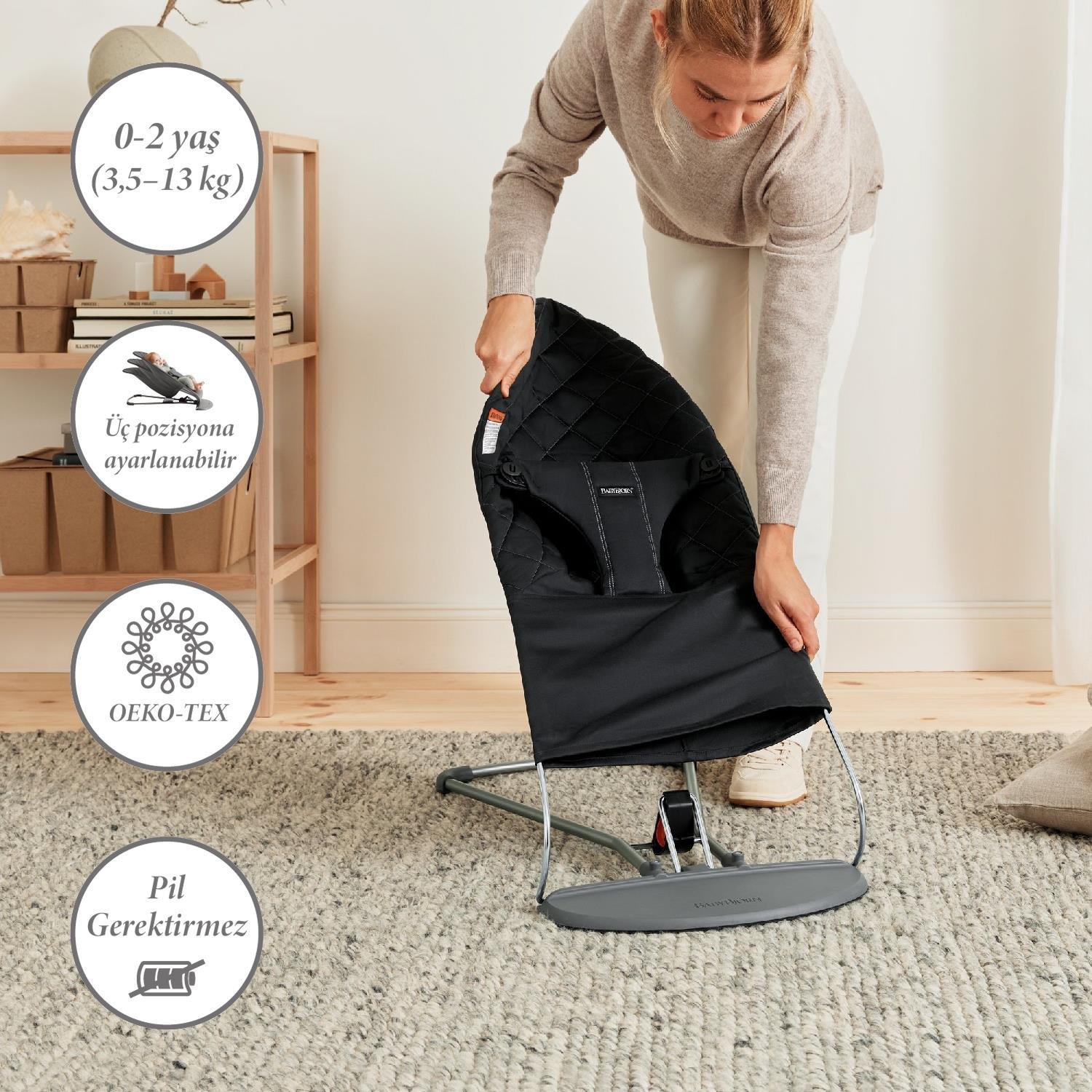 BabyBjörn 2'li Set Black&White Oyuncaklı Bliss Ana Kucağı & Kanguru Mini Woven Black