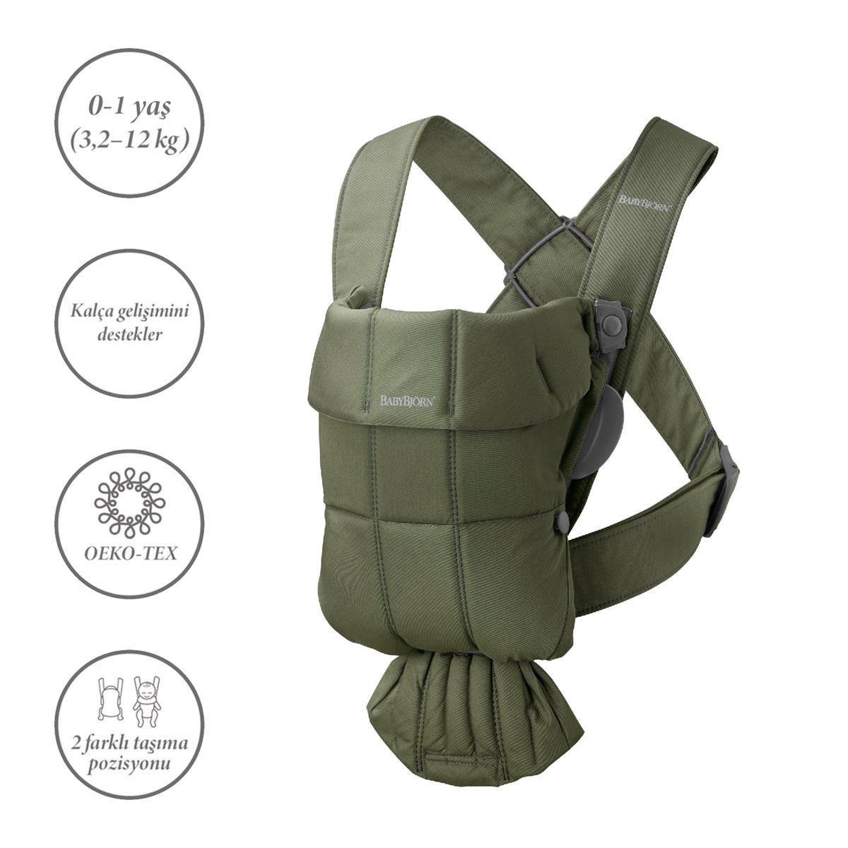 BabyBjörn 2'li Set Bliss Ana kucağı & Kanguru Mini Woven Dark Green