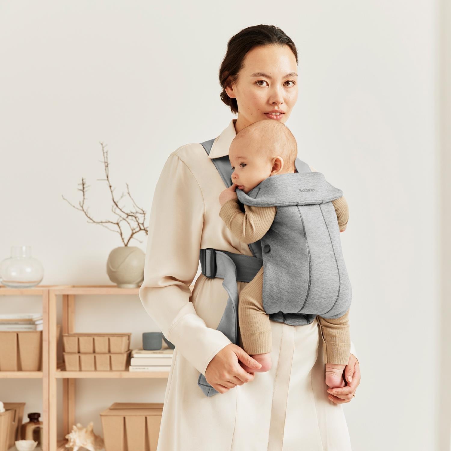 BabyBjörn 2'li Set Bliss Ana Kucağı Woven Melange & Kanguru Mini 3D Jersey Light Grey