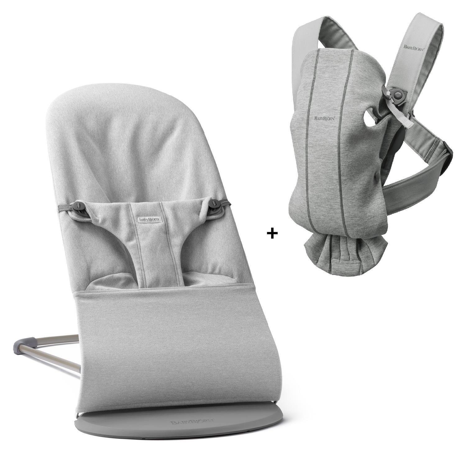 BabyBjörn 2'li Set Bliss Ana Kucağı Woven Melange & Kanguru Mini 3D Jersey Light Grey