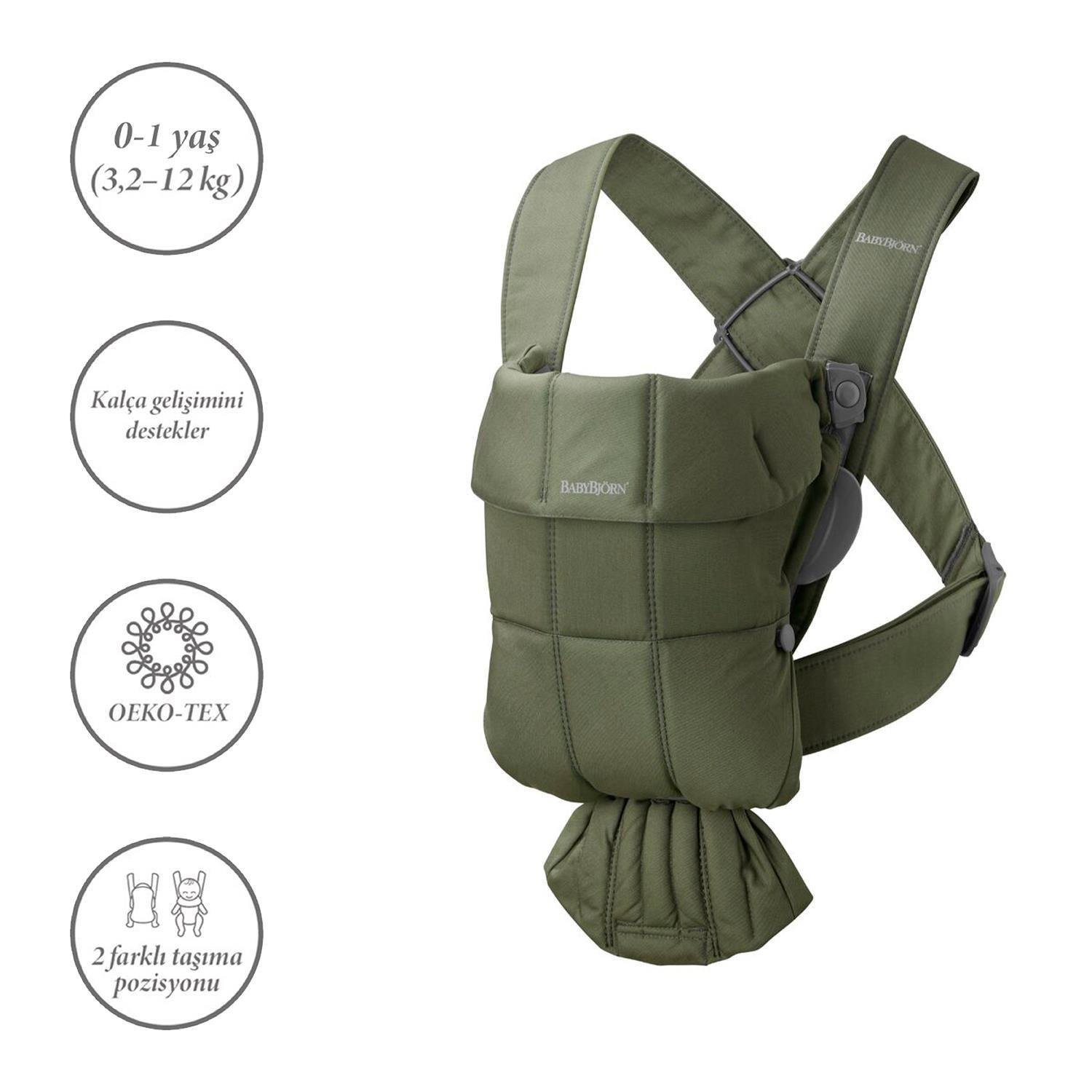 BabyBjörn 2'li Set Bliss Ana kucağı & Kanguru Mini Woven Dark Green