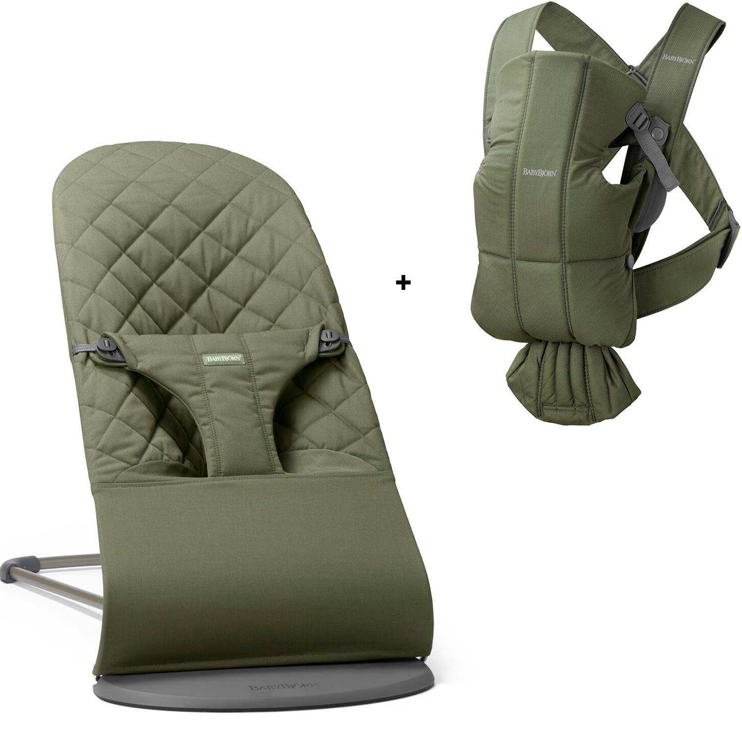 BabyBjörn 2'li Set Bliss Ana kucağı & Kanguru Mini Woven Dark Green
