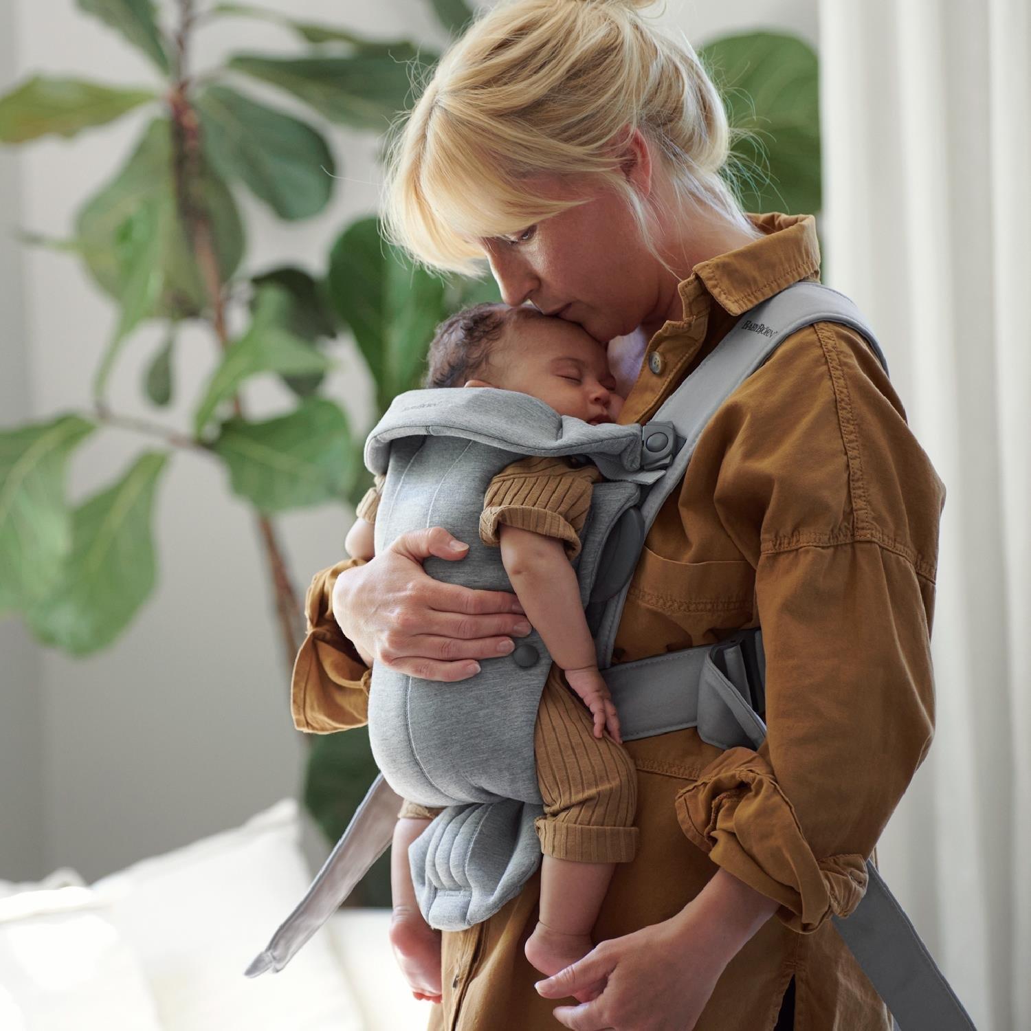 BabyBjörn 2'li Set Bliss Ana Kucağı Woven Melange & Kanguru Mini 3D Jersey Light Grey