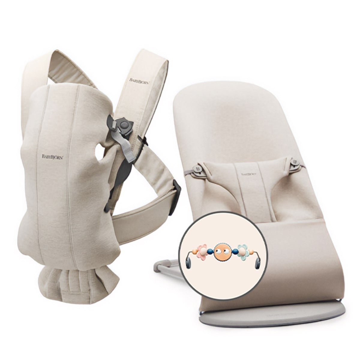 BabyBjörn 2'li Set Pastel Oyuncaklı Bliss Ana kucağı & Kanguru Mini 3D Jersey Light Beige