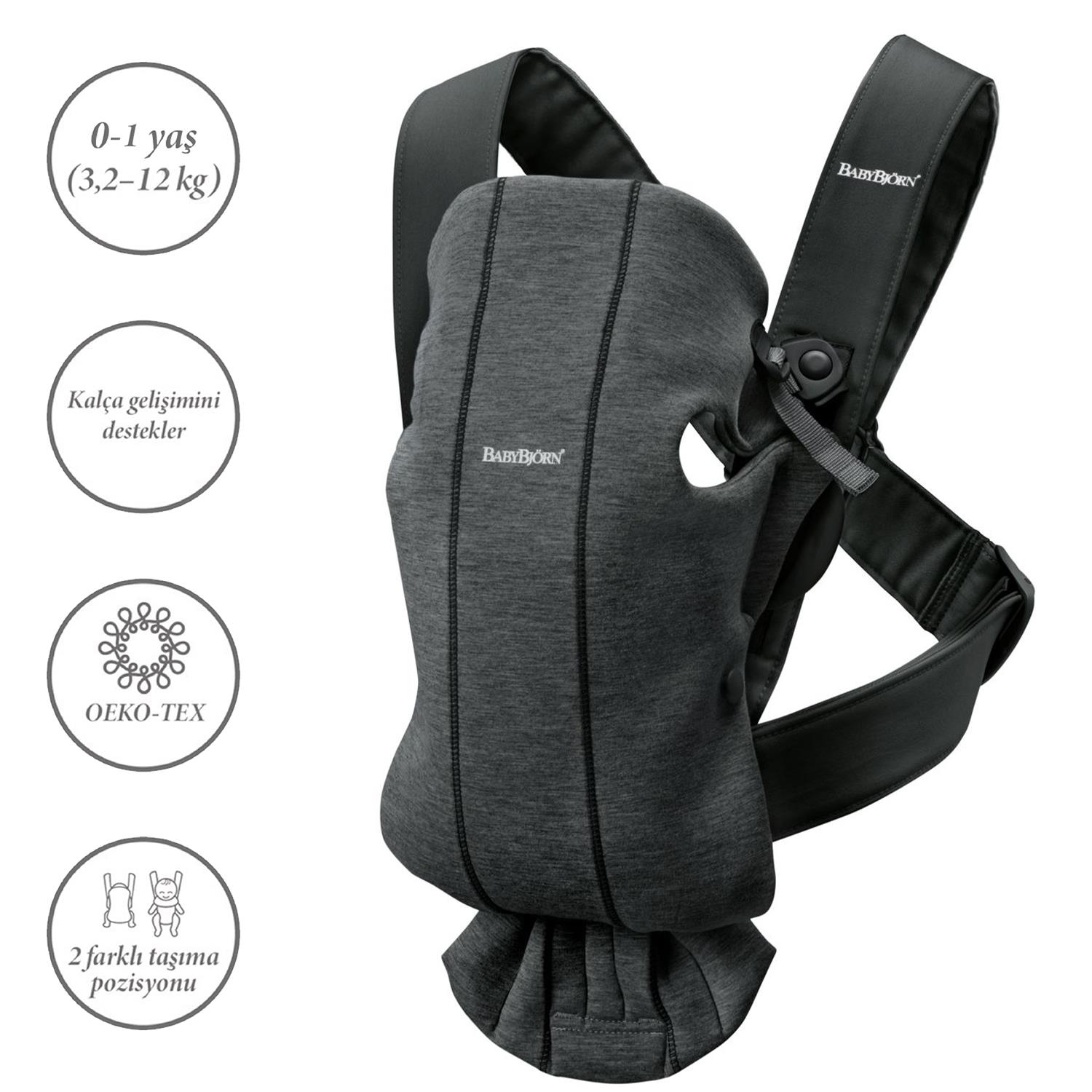 Babybjörn Balance Bliss Ana Kucağı Cotton Oyuncaklı /Anthracite & Kanguru Mini 3D Cotton Jersey / Charcoal Grey