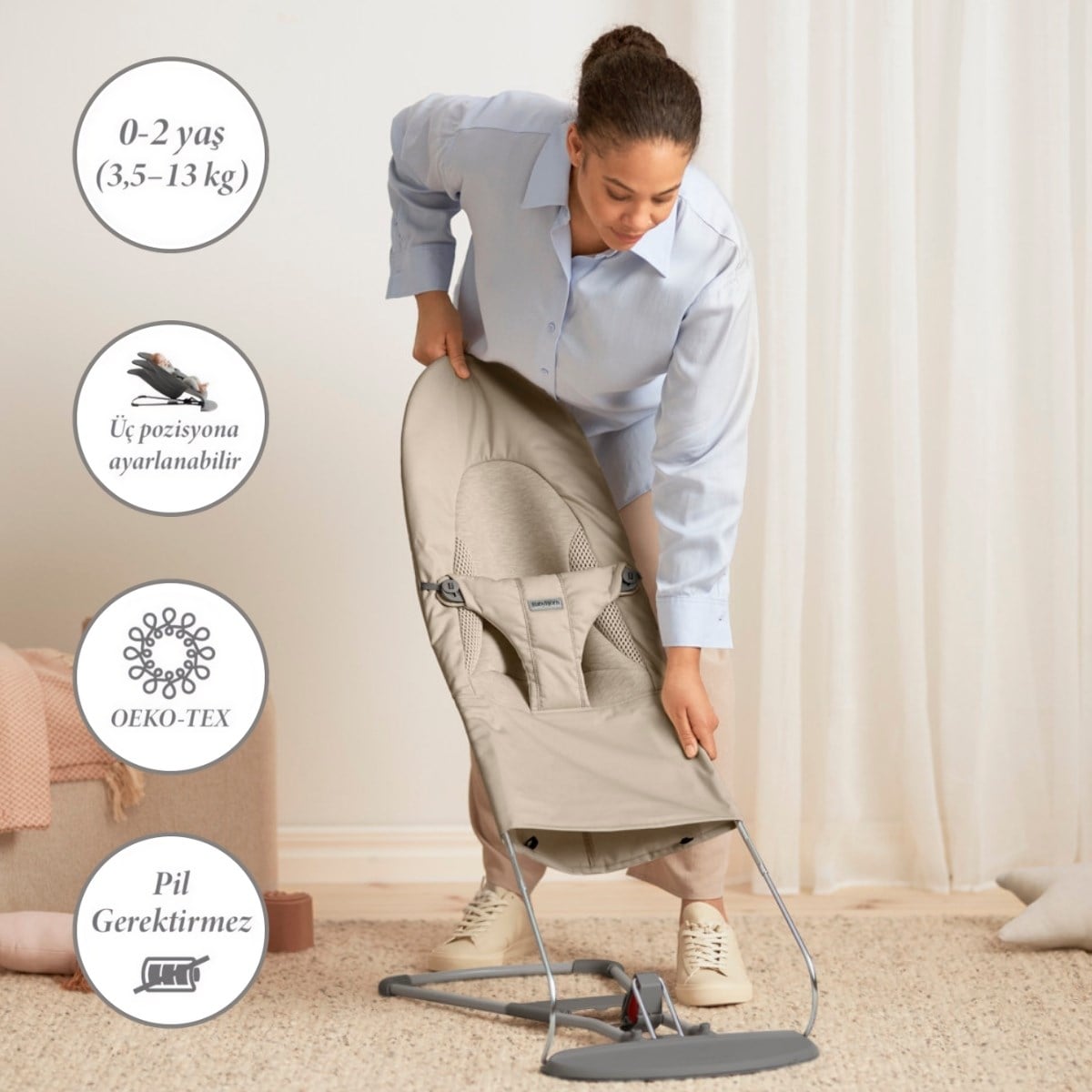 BabyBjörn Balance Soft Ana Kucağı Woven Jersey Tri-Fabric Sand Grey