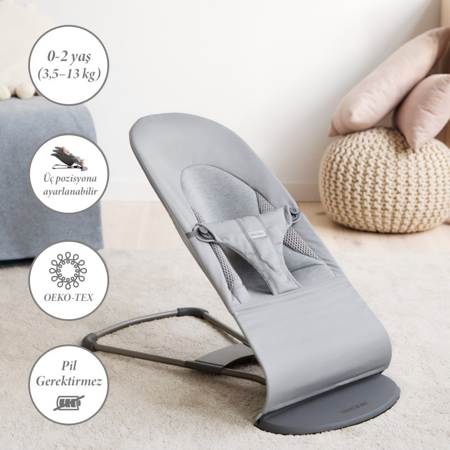 BabyBjörn Balance Soft Ana Kucağı Woven Jersey Tri-Fabric Light Gray