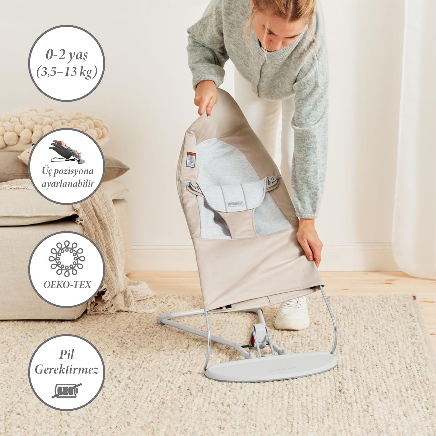 BabyBjörn Balance Soft Ana Kucağı Woven Jersey / Beige Grey