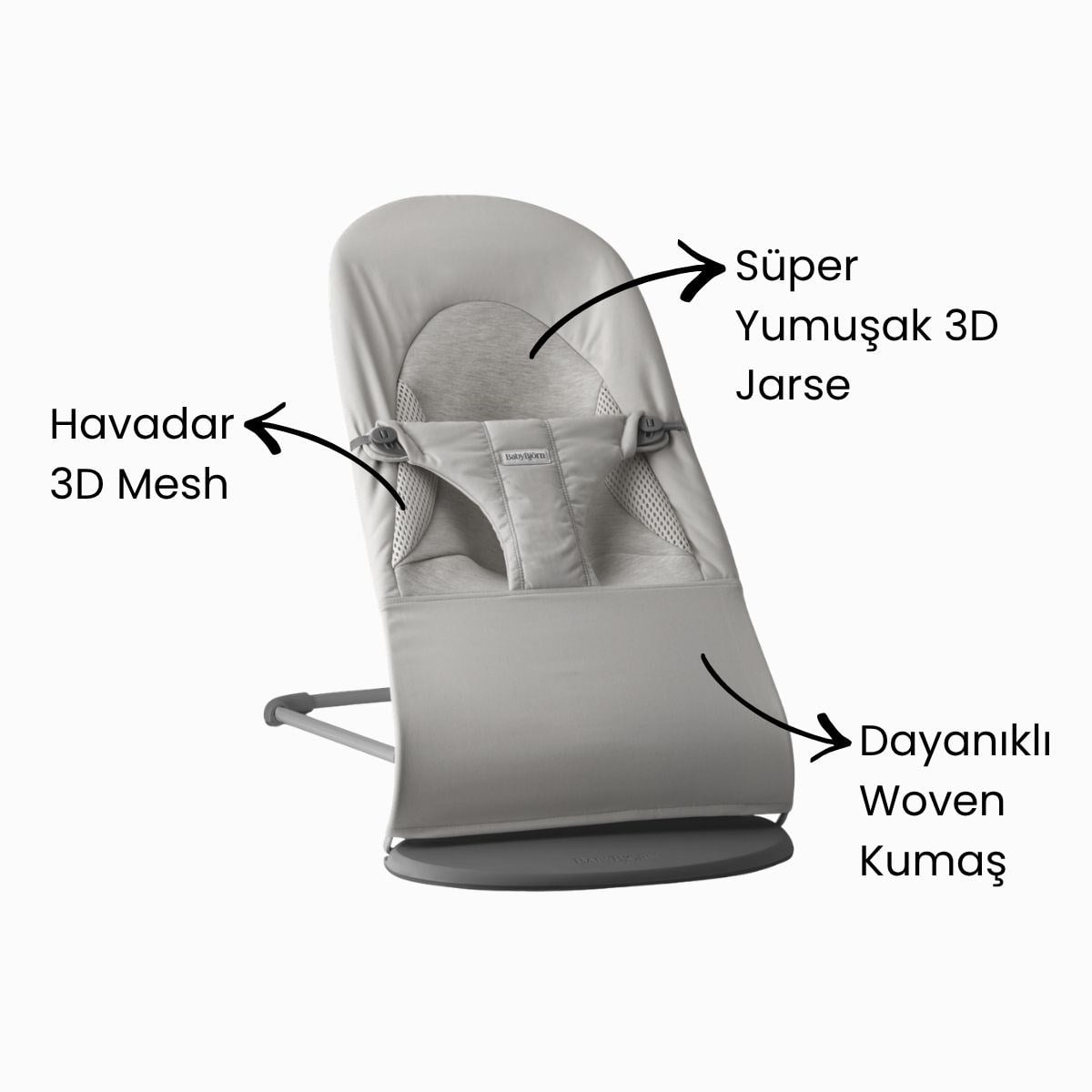BabyBjörn Balance Soft Ana Kucağı Woven Jersey Tri-Fabric Light Gray