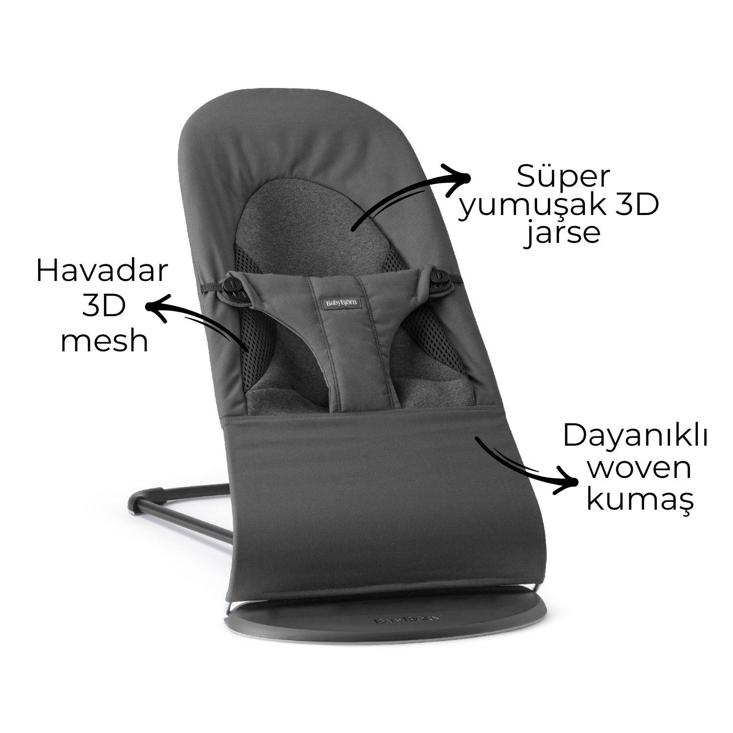 BabyBjörn Balance Woven Jersey Üçlü Kumaş Oyuncaklı  / Dark Grey