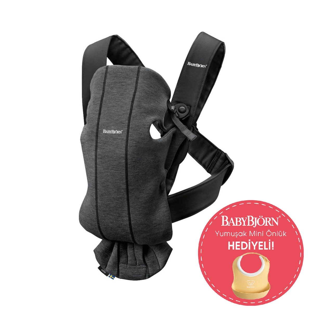 BabyBjörn Bliss Ana Kucağı Petal Cotton Oyuncaklı / Anthracite & Kanguru Mini 3D Cotton Jersey / Charcoal Grey