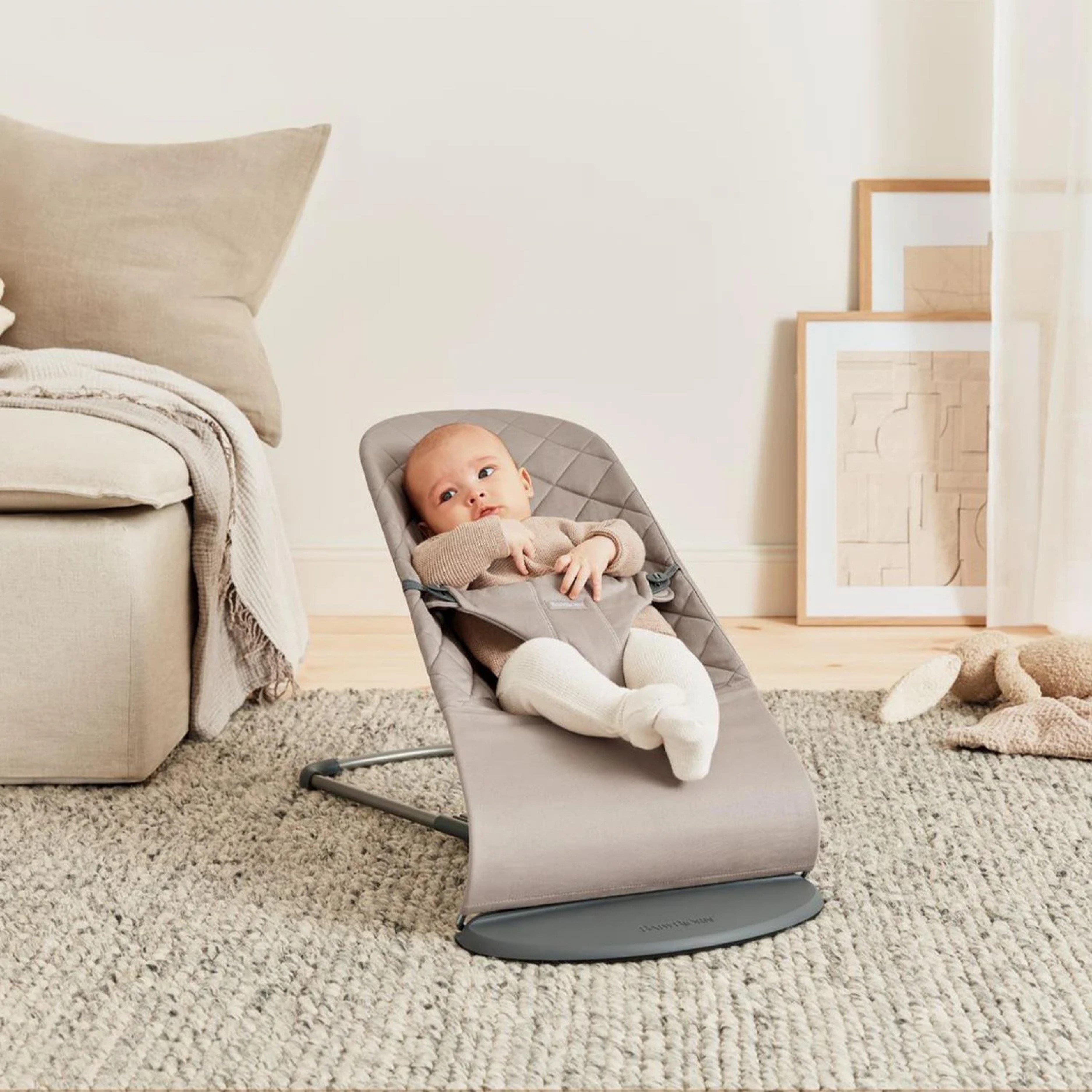 BabyBjörn Bliss Ana Kucağı Woven Sand Grey & Bumprider Connect³ Bebek Arabası Black-Sand - Yan Düzenleyici Çanta