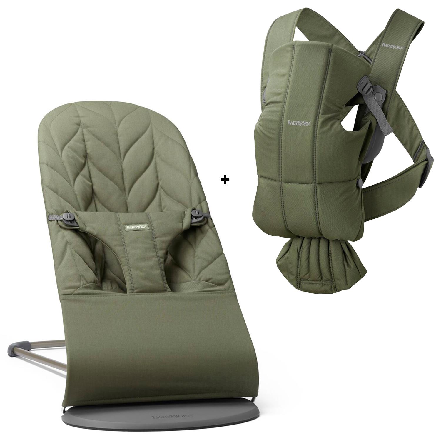 BabyBjörn Bliss Petal Ana Kucağı & Kanguru Mini Cotton Yenidoğan Seti / Dark Green