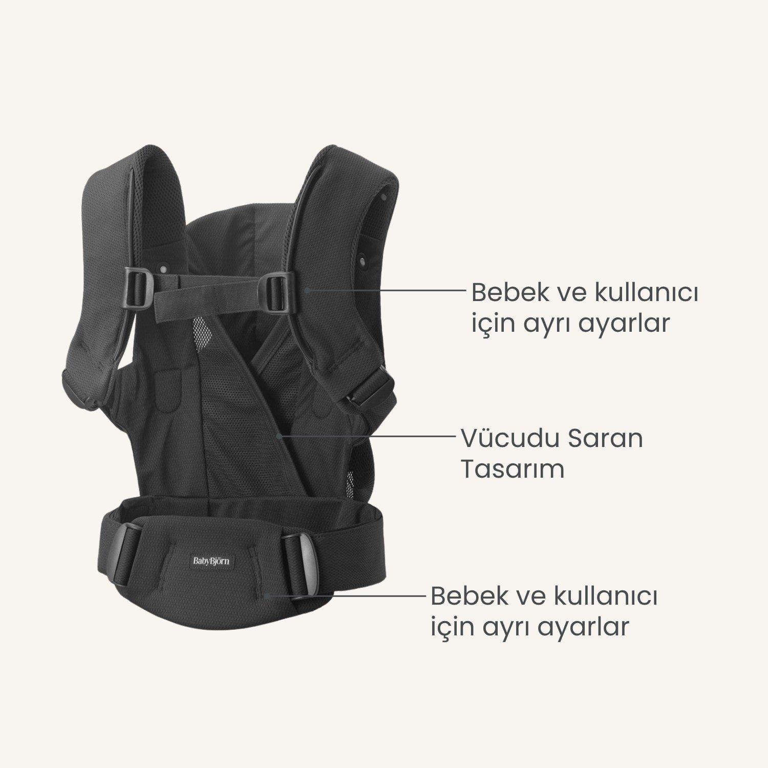 BabyBjörn Kanguru Hold Mesh Black