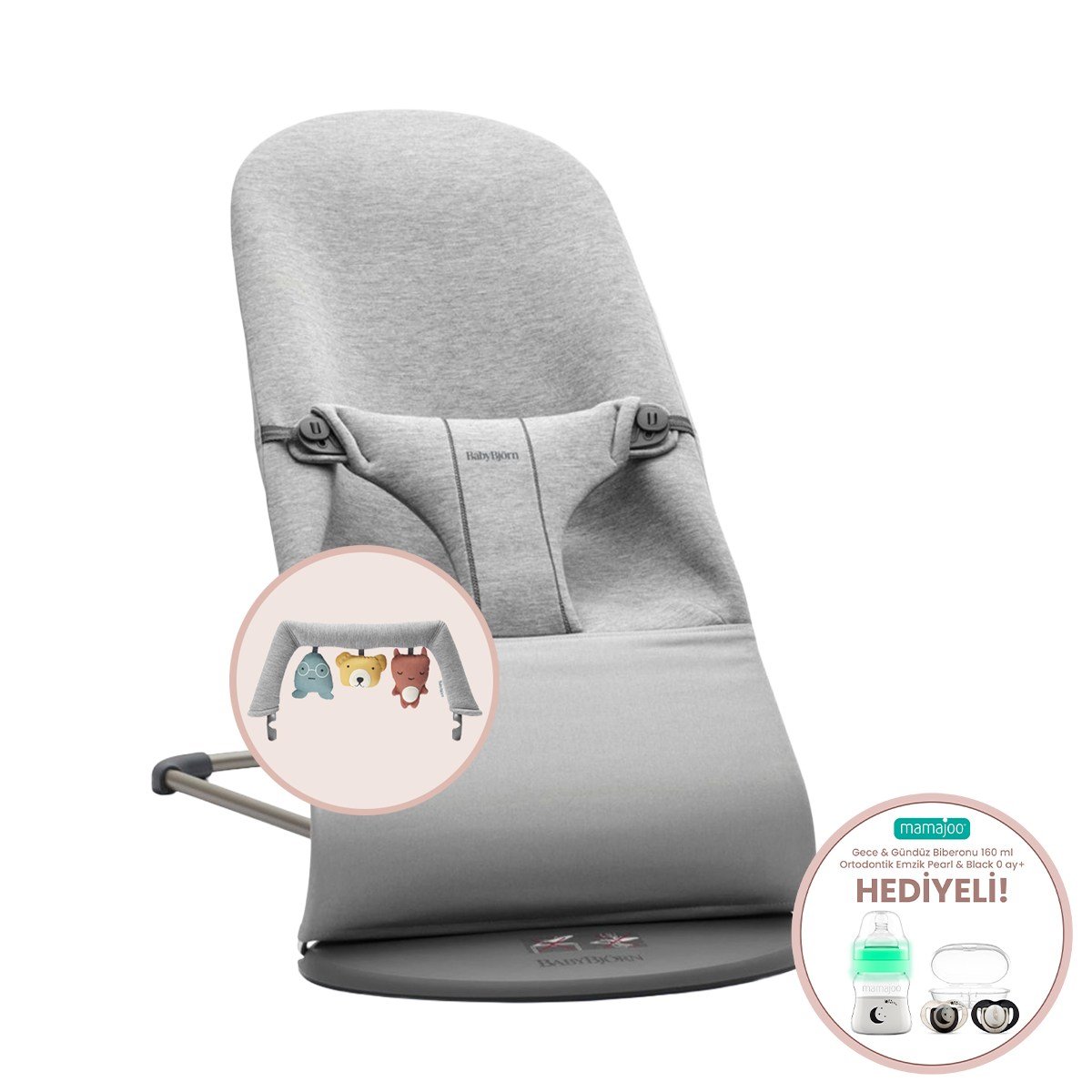 BabyBjörn Soft Oyuncaklı Bliss Ana Kucağı 3D Jersey Light Grey
