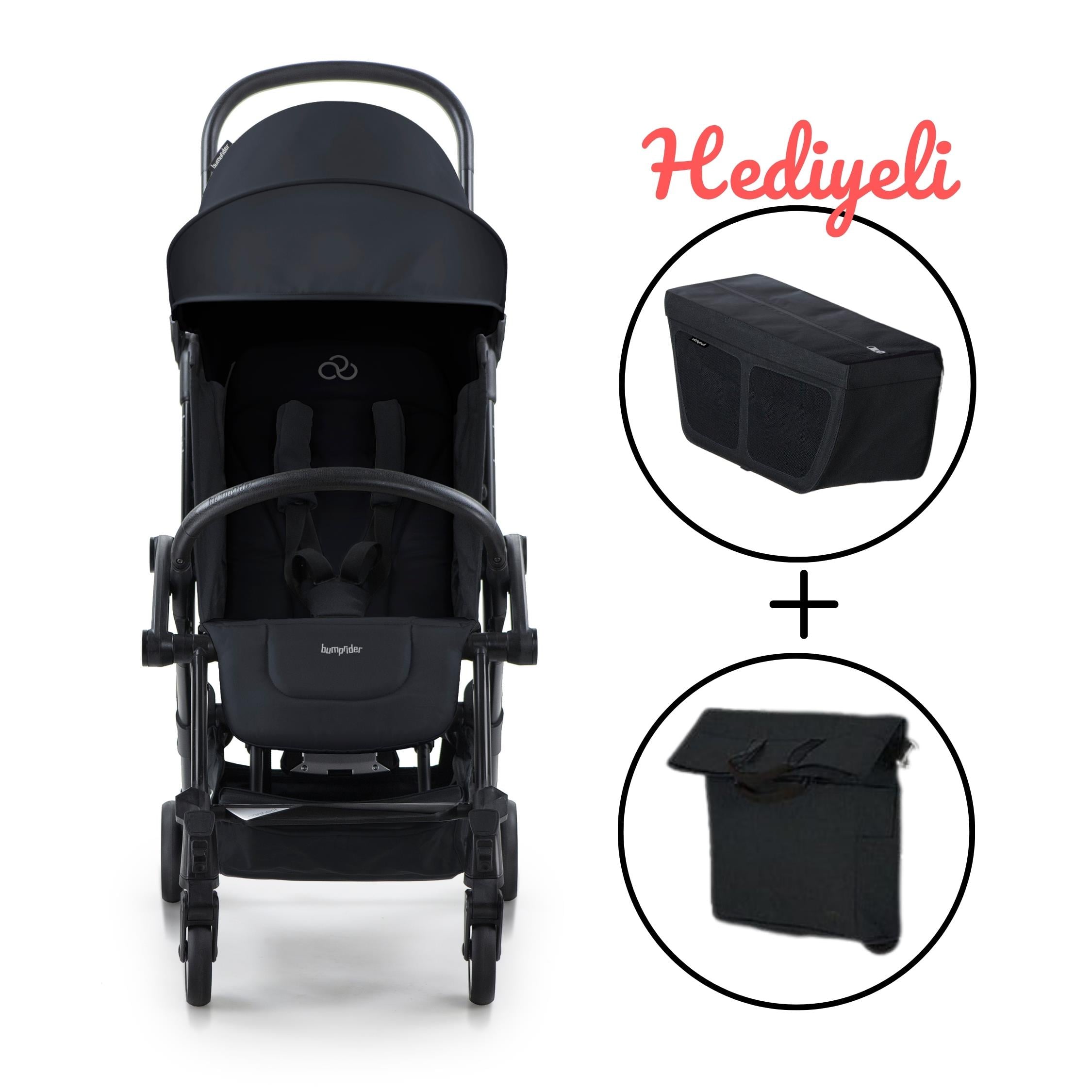  Bumprider Connect 3 Black-Black Bebek Arabası / Yan Düzenleyici / Black-Black Yan Bakım Çantası