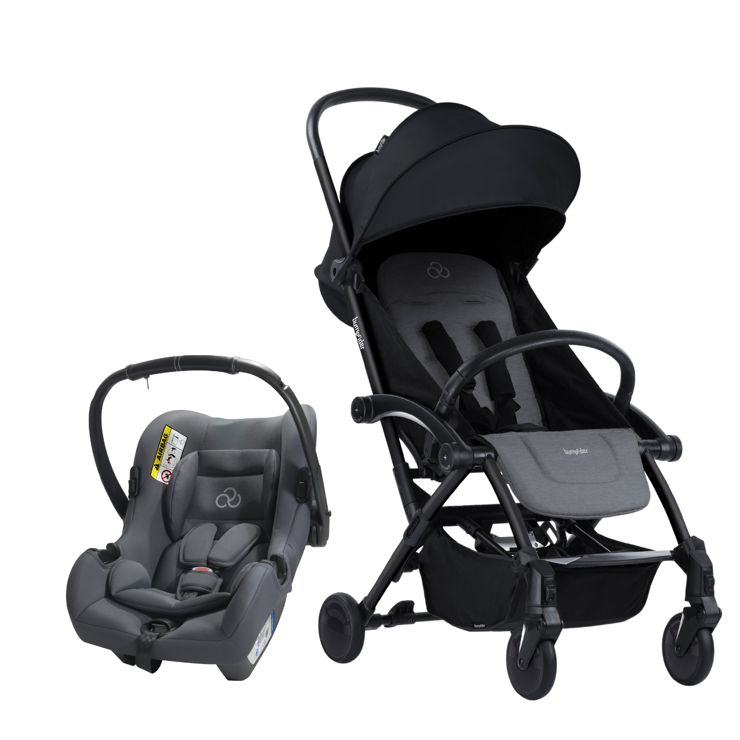  Bumprider Connect 3 Black-Grey Melange Bebek Arabası / Connect TRN Grup 0+ Oto Koltuğu / Grey