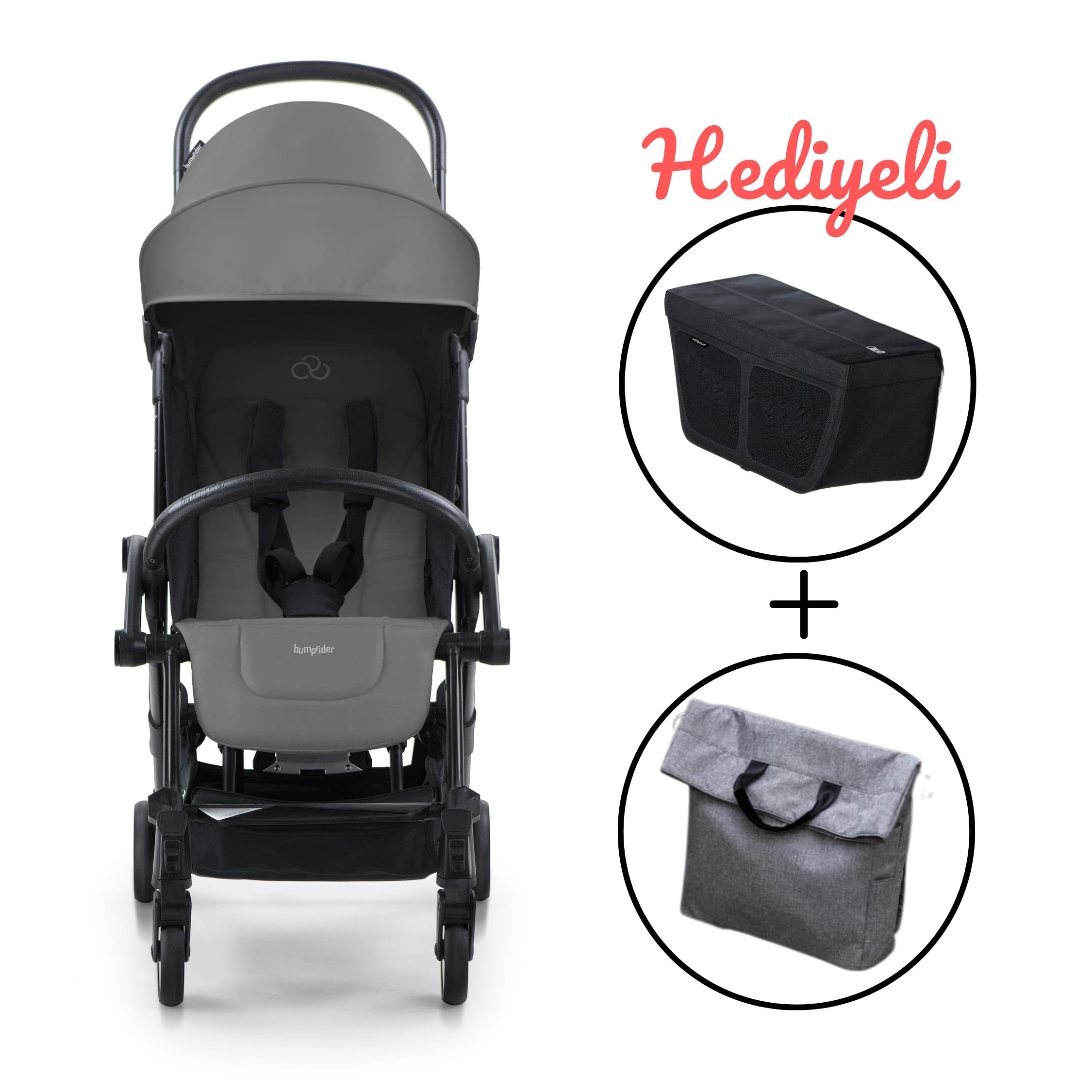 Bumprider Connect 3 Black-Grey Bebek Arabası / Yan Düzenleyici / Grey-Black Yan Bakım Çantası