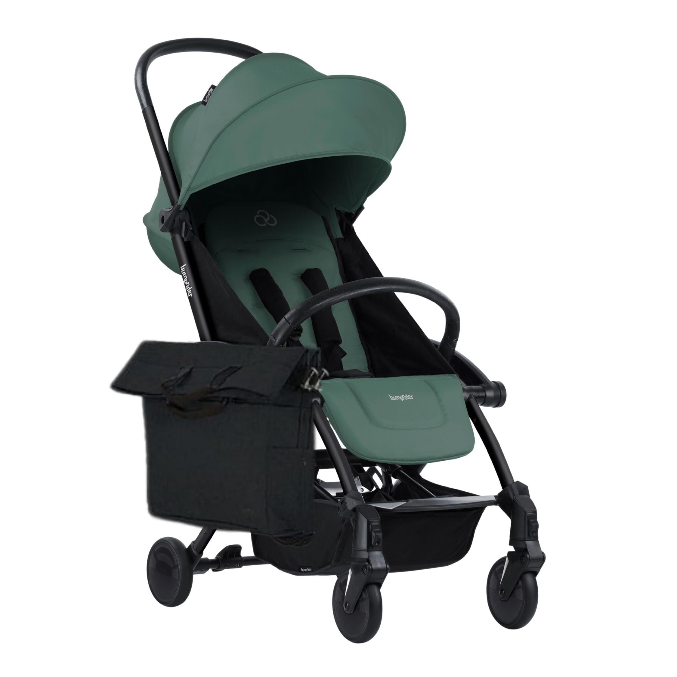 Bumprider Connect 3 Black-Olive Bebek Arabası / Yan Düzenleyici / Black-Black Yan Bakım Çantası / Grey Melange Portbebe