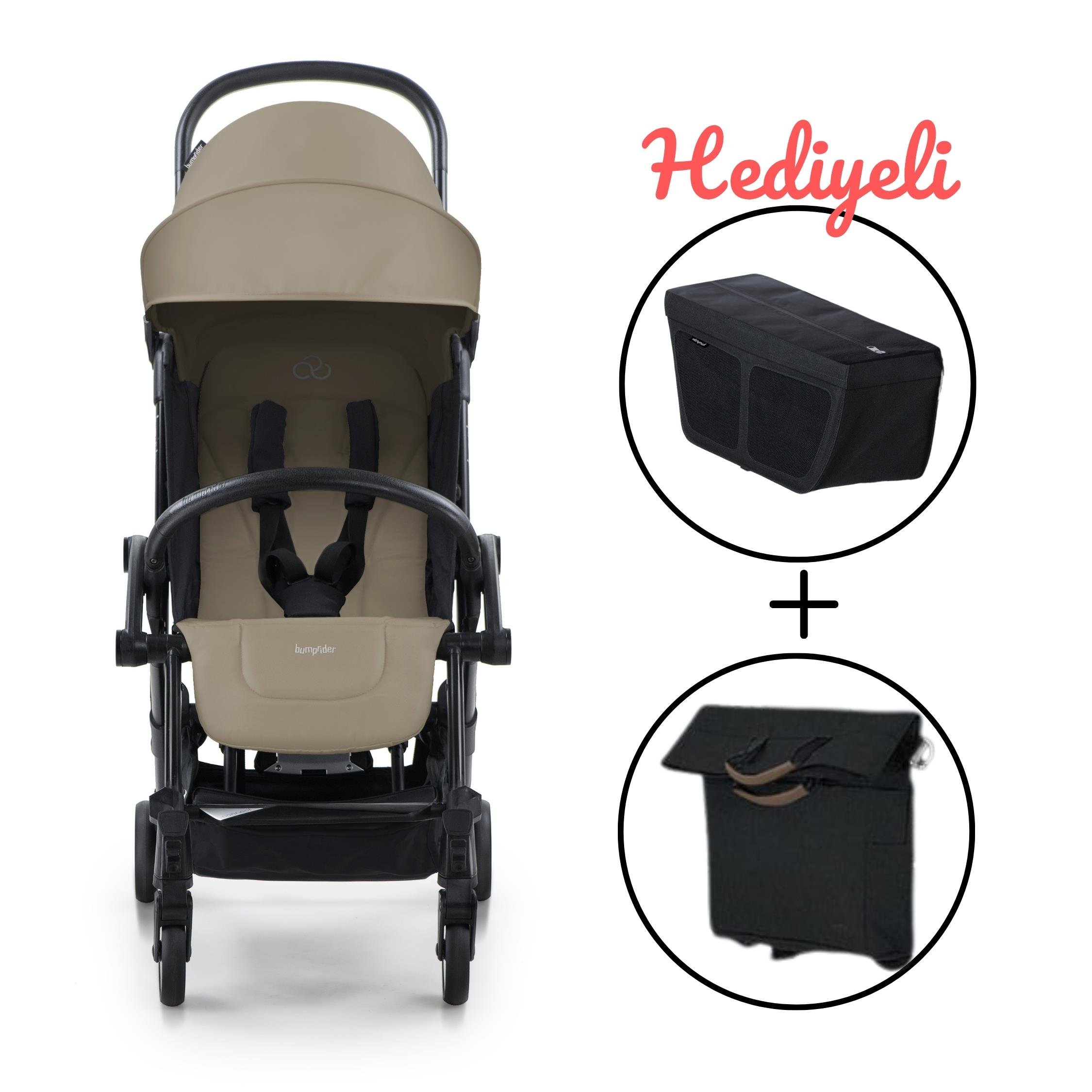 Bumprider Connect 3 Black-Sand Bebek Arabası / Yan Düzenleyici / Black-Brown Yan Bakım Çantası