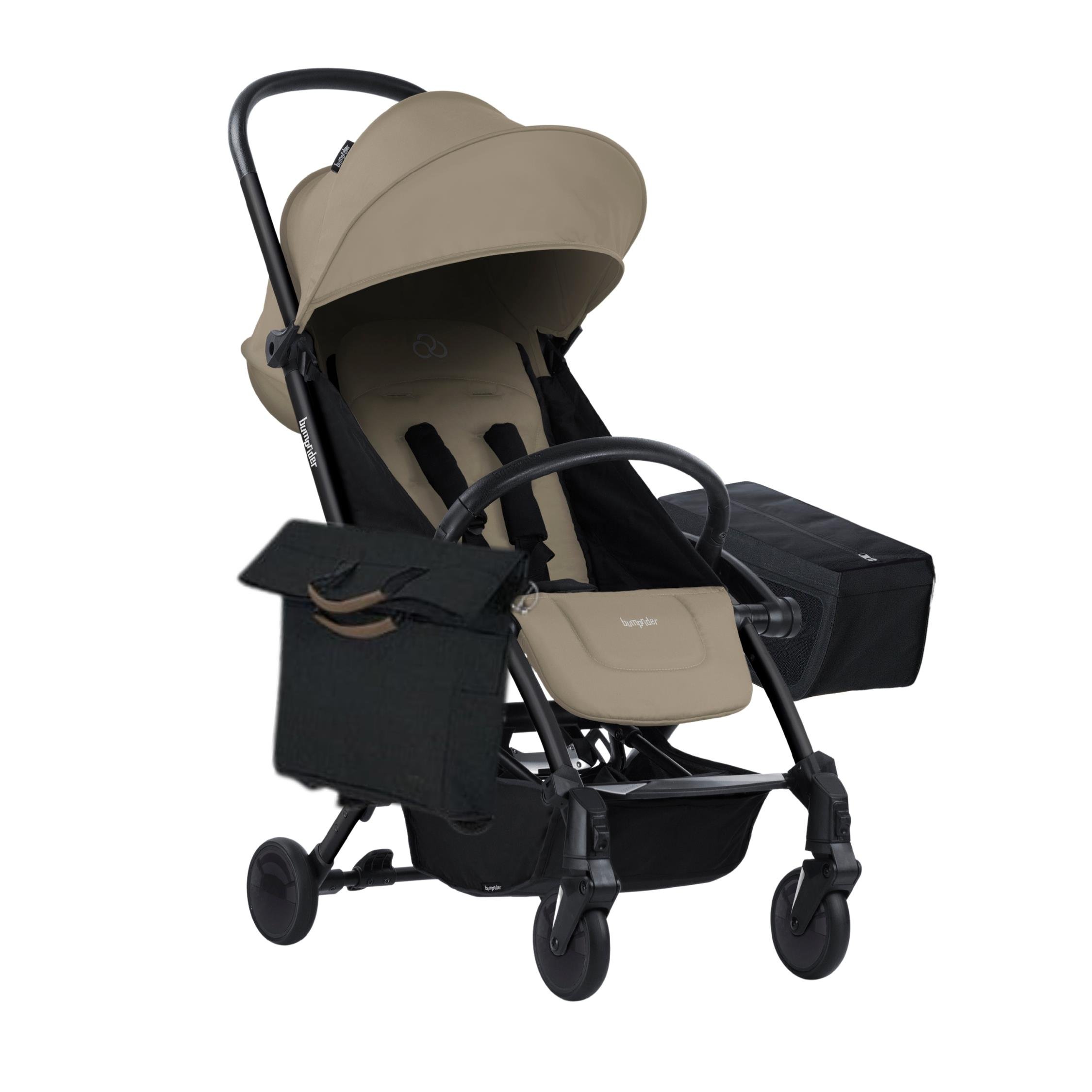 Bumprider Connect 3 Black-Sand Bebek Arabası / Yan Düzenleyici / Black-Brown Yan Bakım Çantası