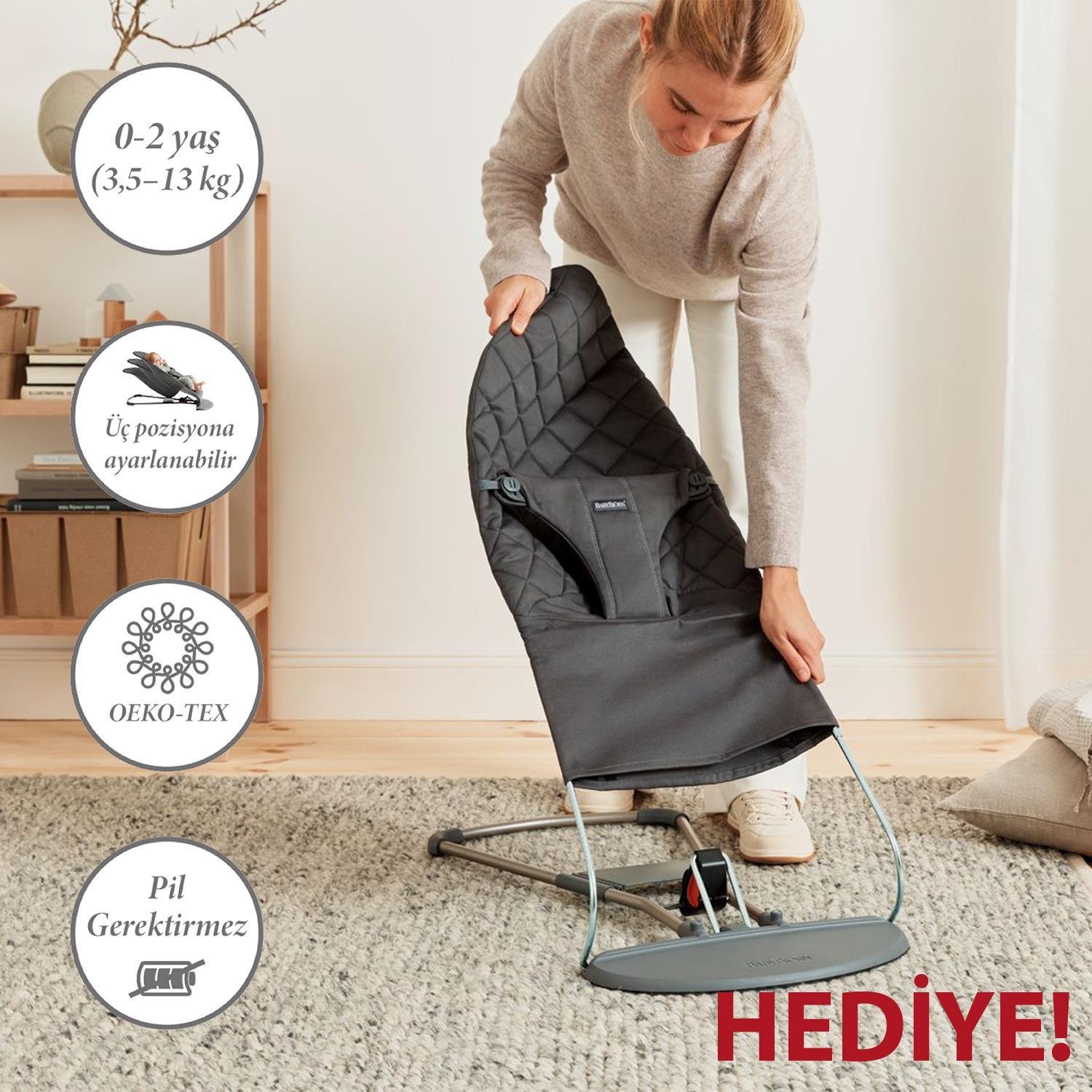 BUMPRIDER CONNECT³ BEBEK ARABASI / BLACK & BABYBJÖRN BLİSS ANA KUCAĞI ANTHRACİTE /HEDİYELİ