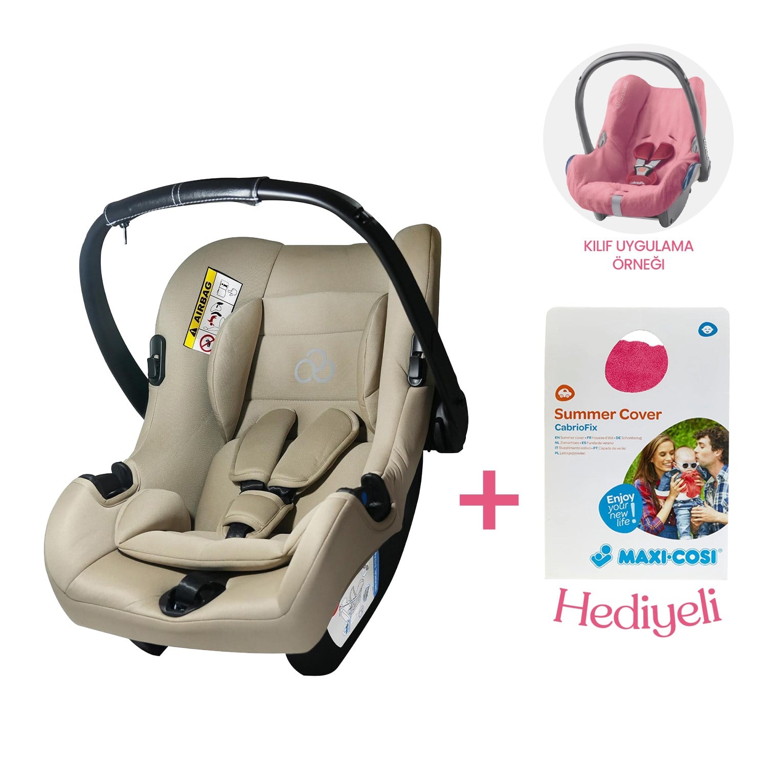 Connect TRN Bebek Oto Koltuğu Sand Grup 0+ | Maxi-CabrioFix Yazlık Havlu Kılıf Hediye Pempe