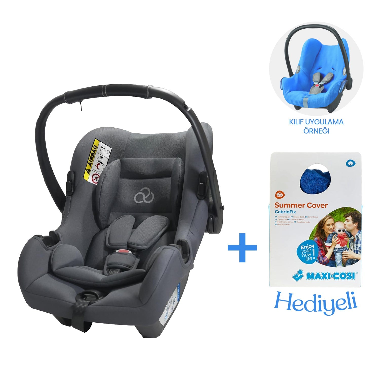Connect TRN Bebek Oto Koltuğu Grey Grup 0+ | Maxi-CabrioFix Yazlık Havlu Kılıf Hediye