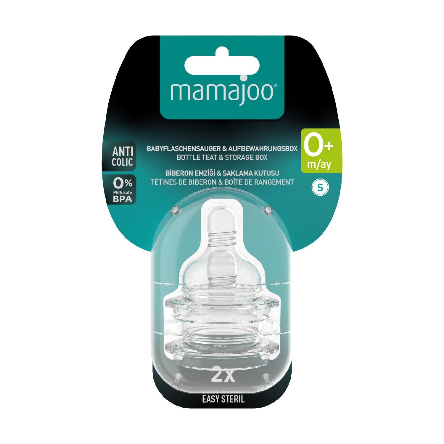 Mamajoo %0 BPA Silikon Biberon Emziği İkili S No.1 0 ay+