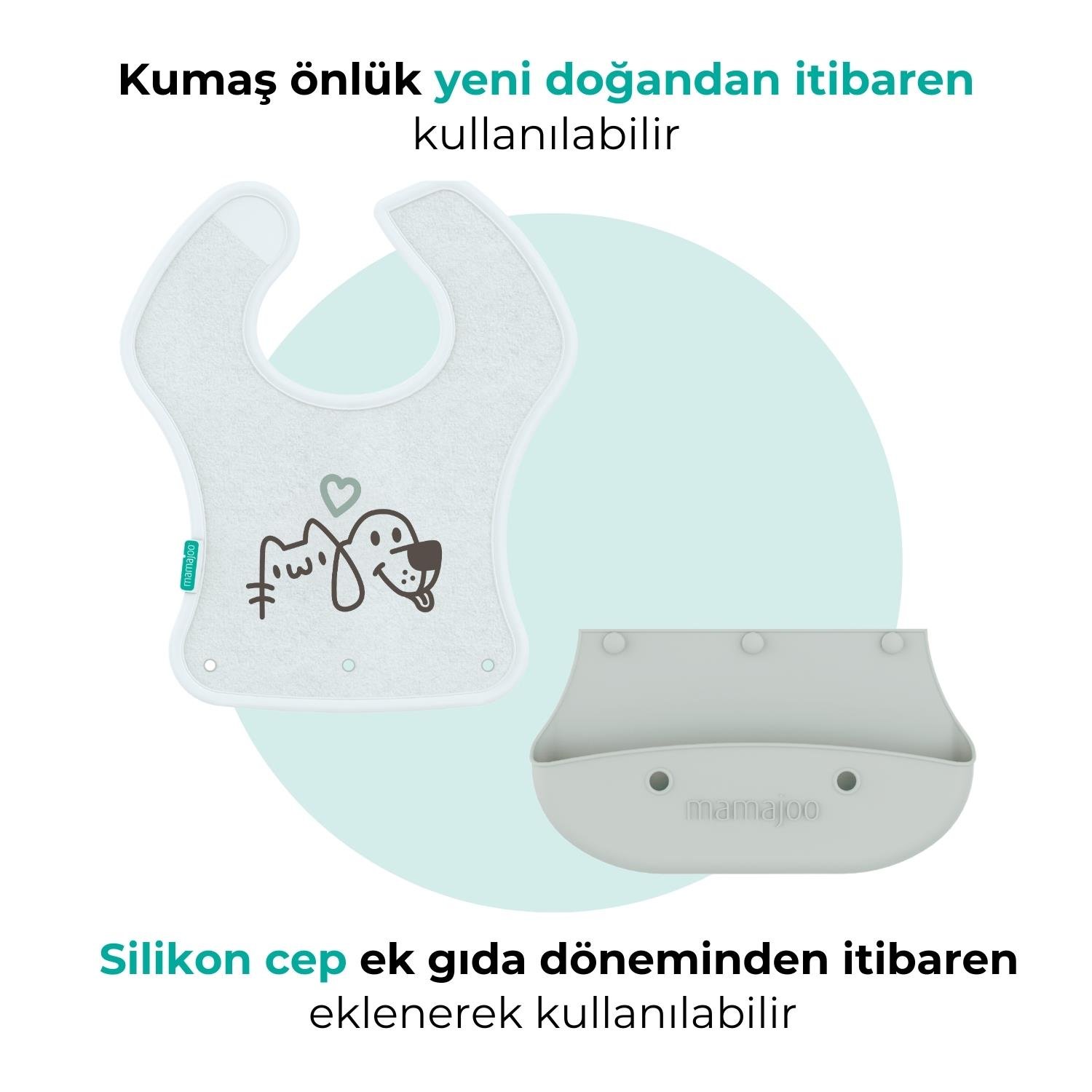 Mamajoo 2-in-1 Katlanır Mama Önlüğü / Powder Green