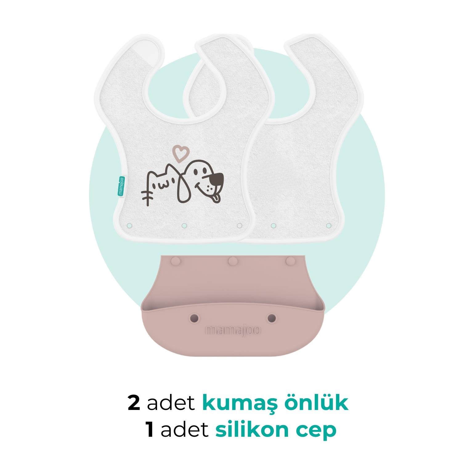 Mamajoo 2-in-1 Katlanır Mama Önlüğü / Powder Pink