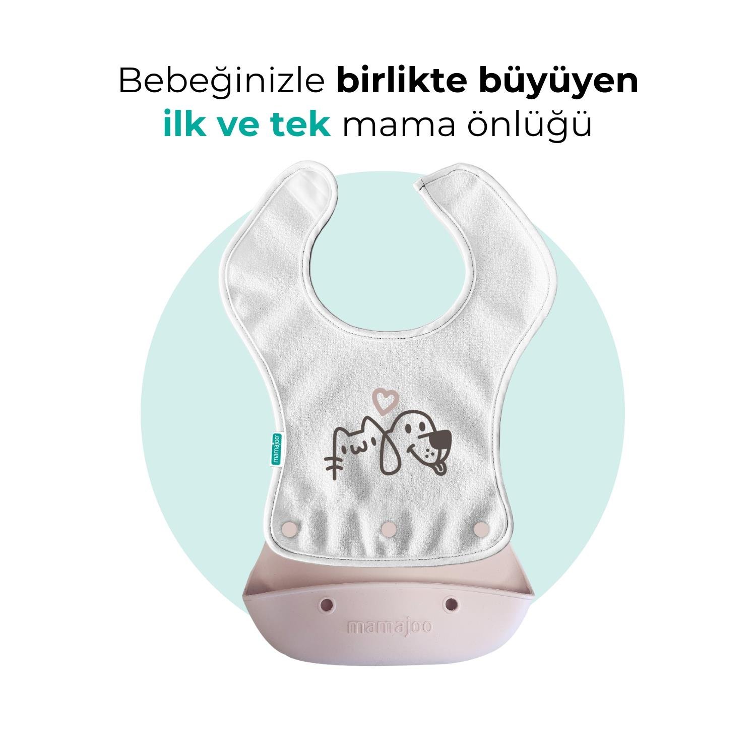 Mamajoo 2-in-1 Katlanır Mama Önlüğü / Powder Pink