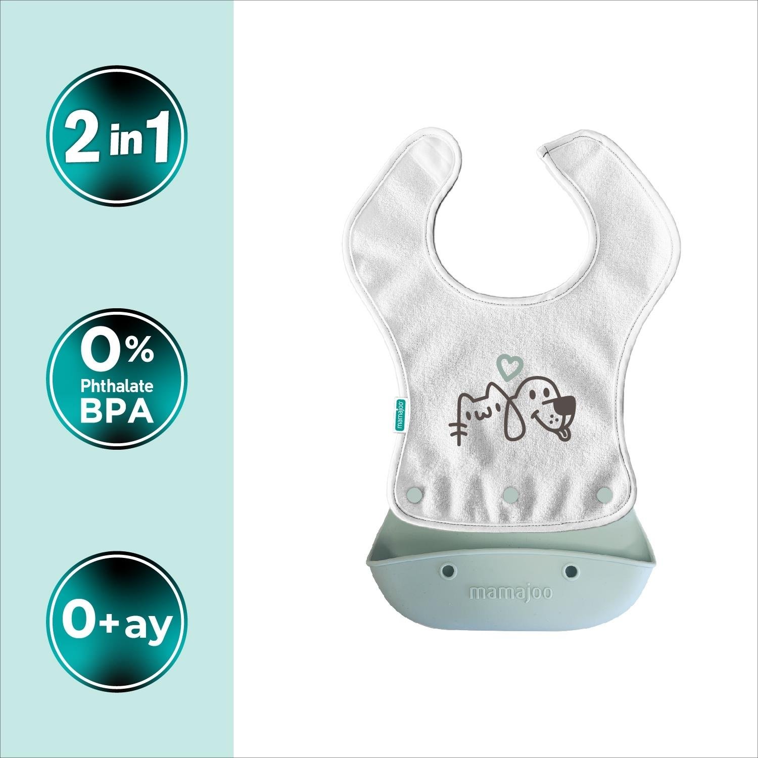 Mamajoo 2-in-1 Katlanır Mama Önlüğü / Powder Green