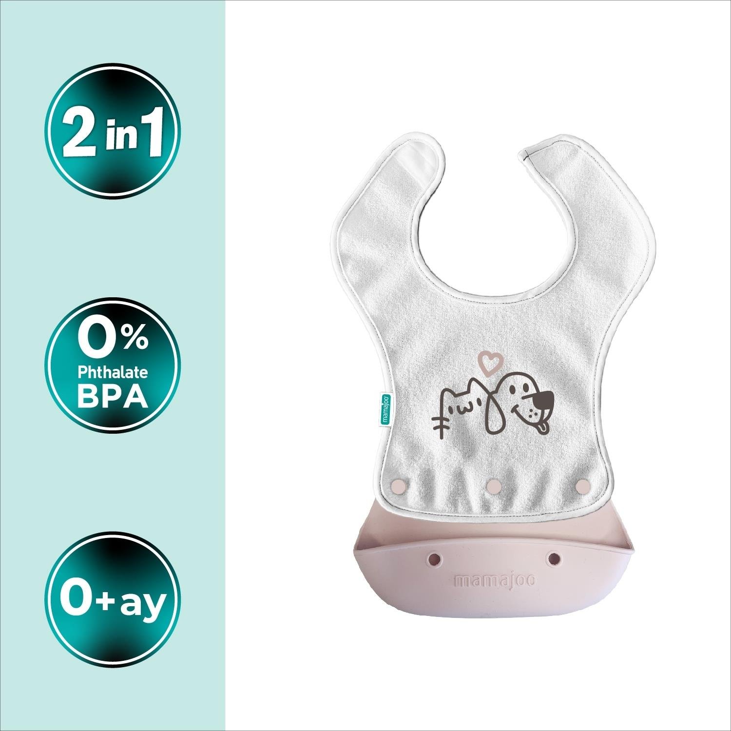 Mamajoo 2-in-1 Katlanır Mama Önlüğü / Powder Pink