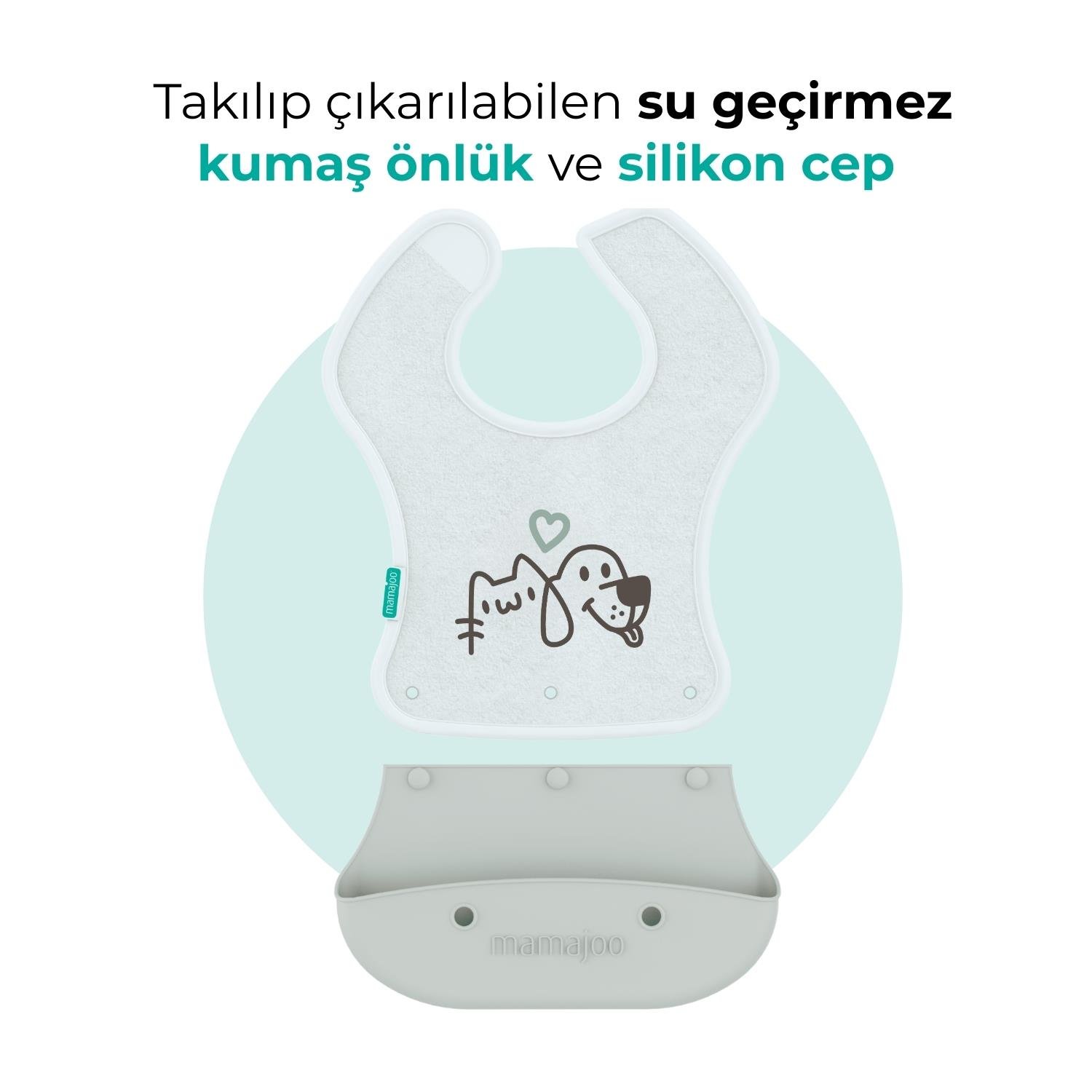 Mamajoo 2-in-1 Katlanır Mama Önlüğü / Powder Green