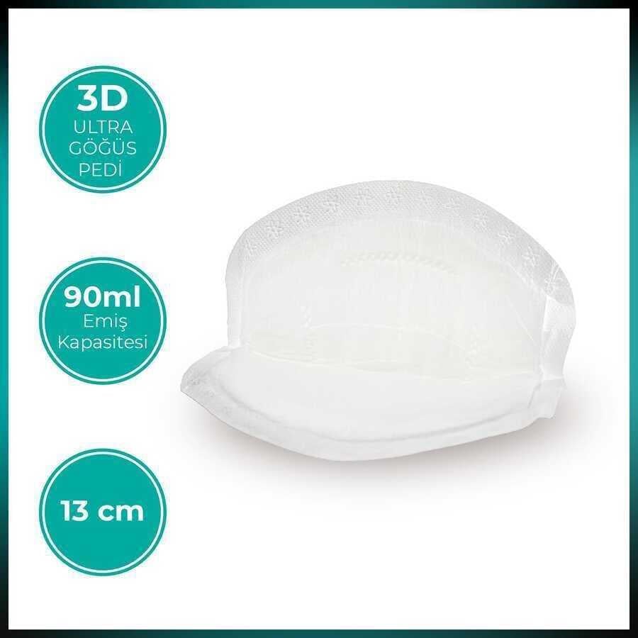Mamajoo 3D Disposable Göğüs Pedi Ultra Emici ve İnce, 3 X 32 Adet