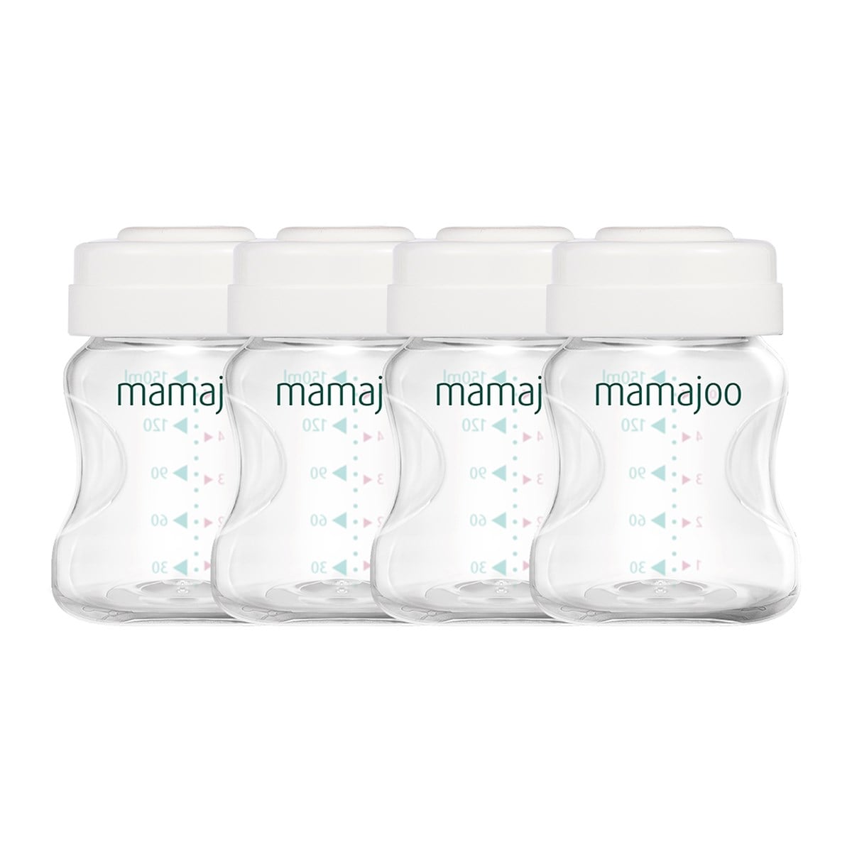 Mamajoo 4'lü Anne Sütü Saklama Kabı Seti & Kapatma Halkalı Biberon Emziği / No.1 0 Ay+