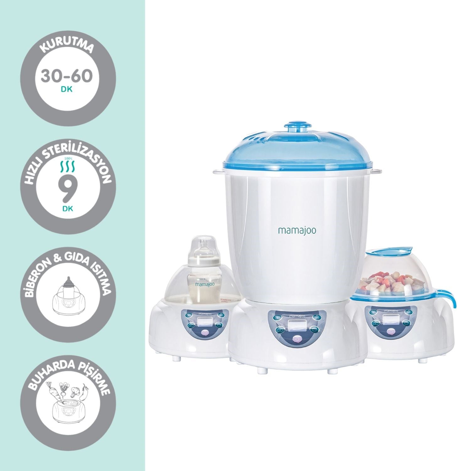 Mamajoo 5 İşlevli Kurutmalı Buhar Sterilizatörü & Mama Isıtıcısı