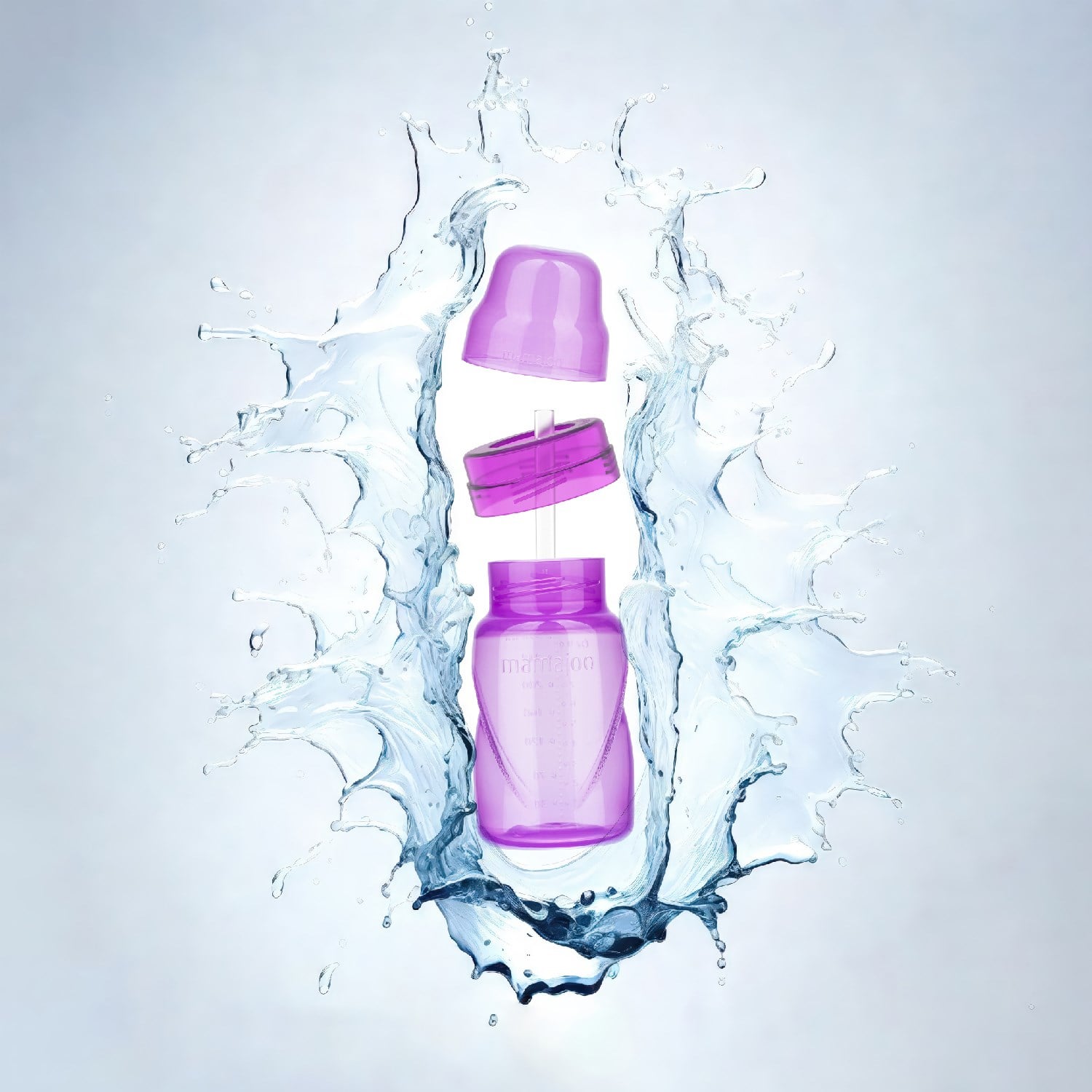 Mamajoo Antikolik Akıtmaz Pipetli Bardak 270 ml Mor, 12 Ay+