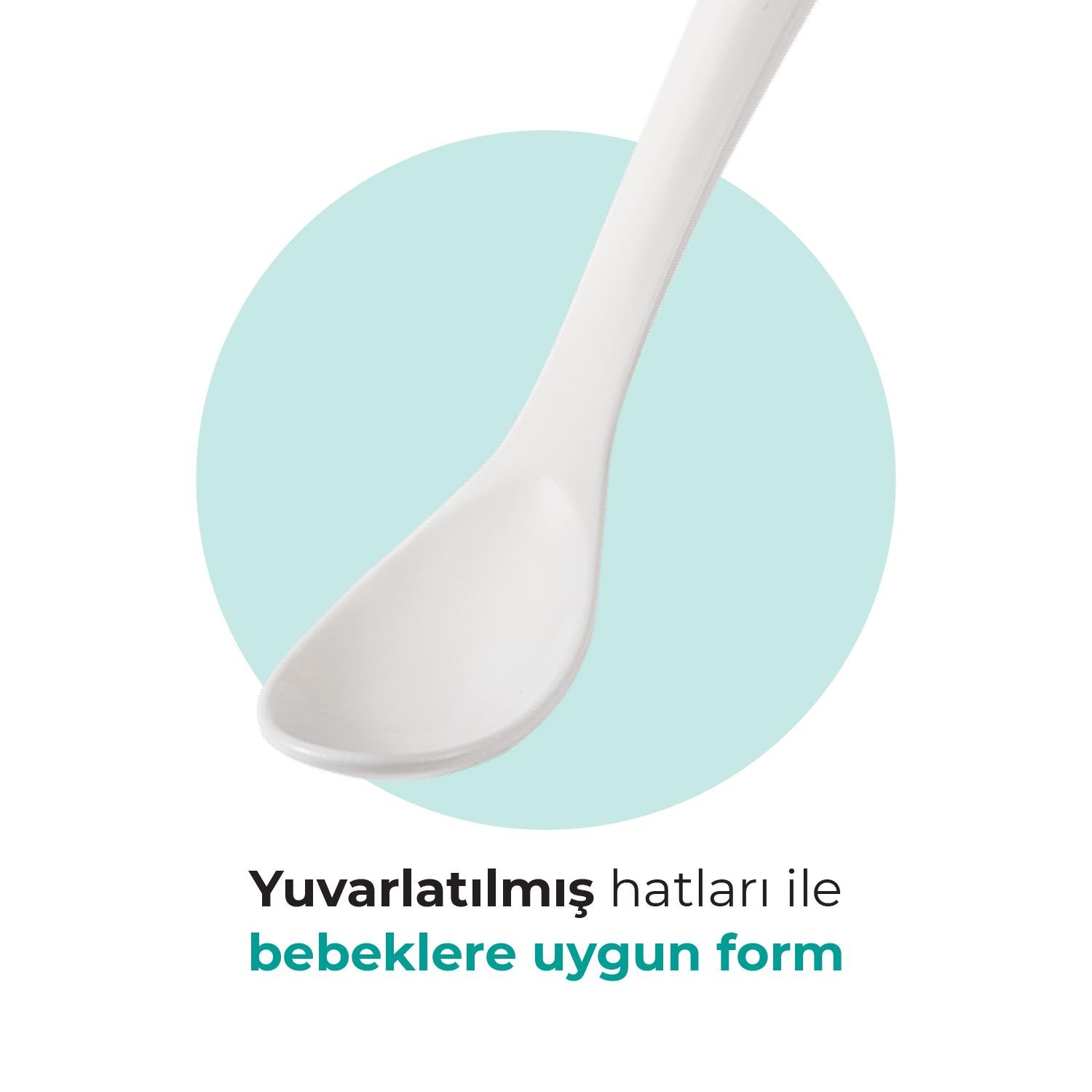 Mamajoo Beslenme Kaşığı, Beyaz, İkili | Ergonomik Tasarım, Hijyenik Saklama Kutulu