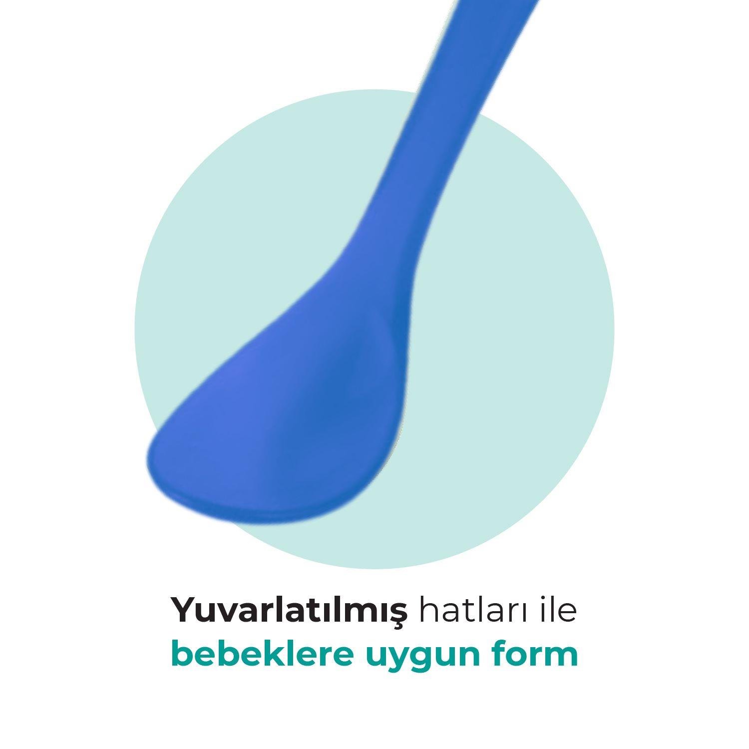 Mamajoo Beslenme Kaşığı, Mavi, İkili | Ergonomik Tasarım, Hijyenik Saklama Kutulu