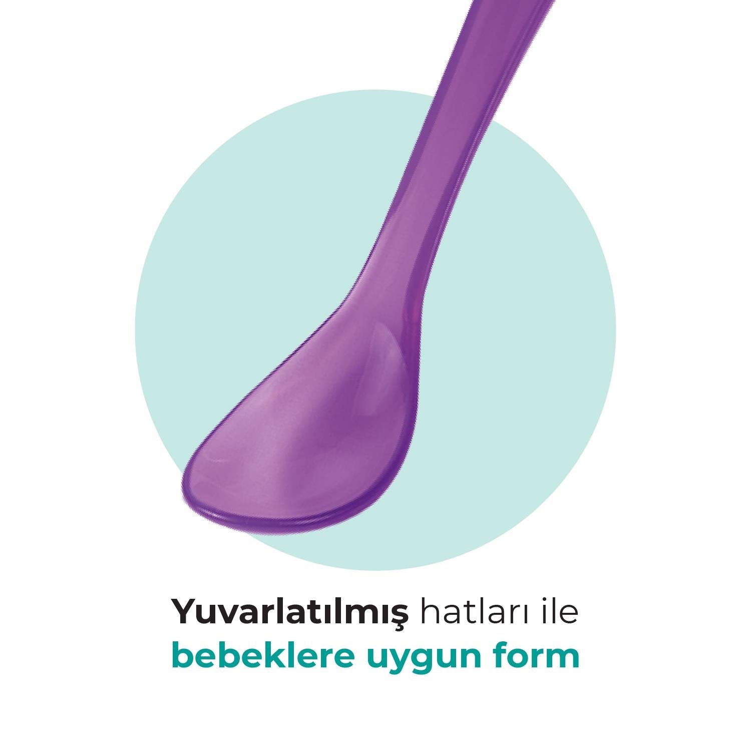 Mamajoo Beslenme Kaşığı, Mor, İkili | Ergonomik Tasarım, Hijyenik Saklama Kutulu