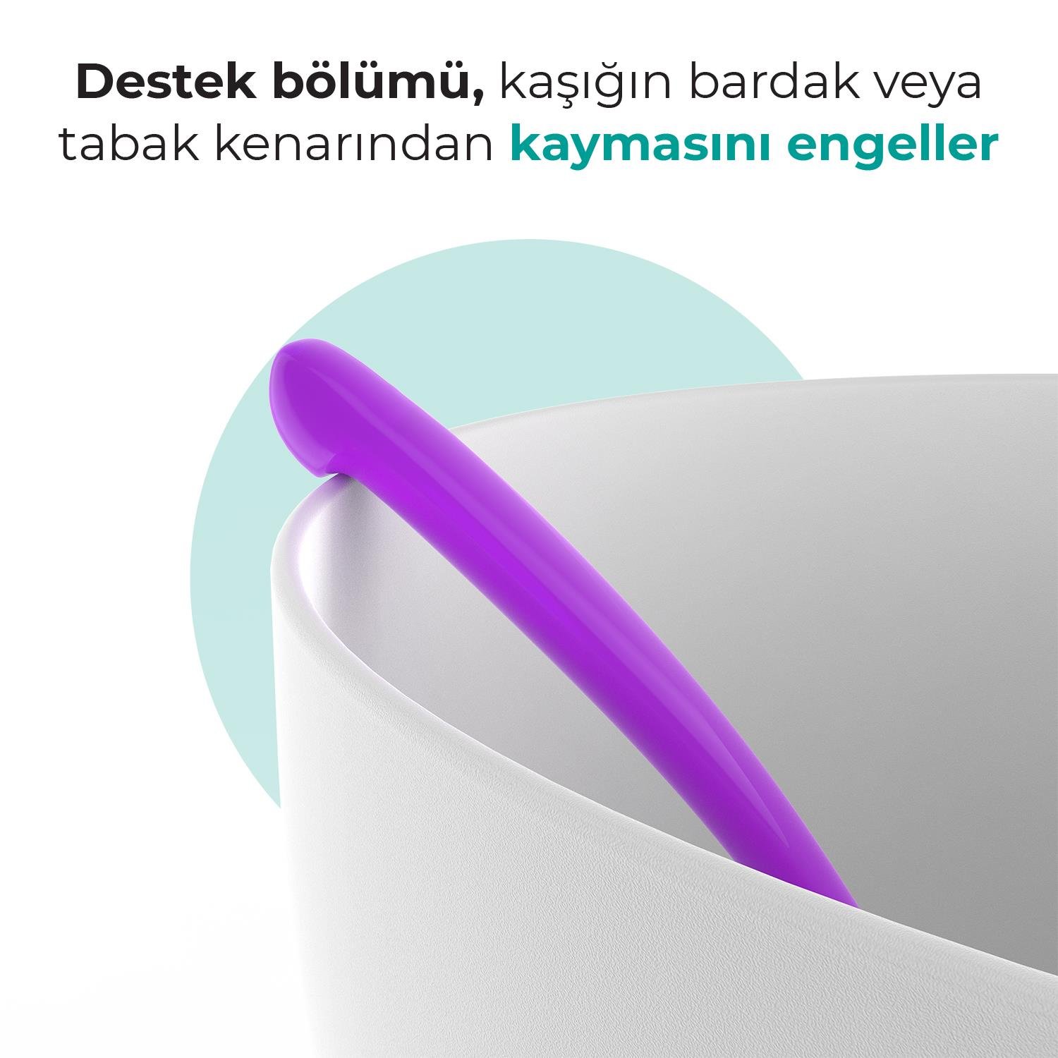 Mamajoo Beslenme Kaşığı, Mor, İkili | Ergonomik Tasarım, Hijyenik Saklama Kutulu